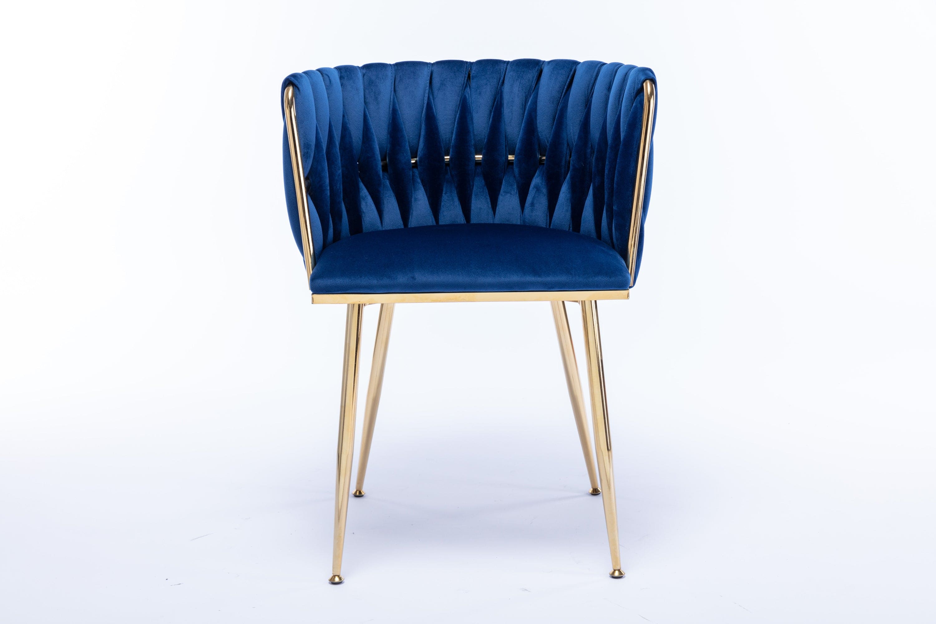 Modern Design Golden Metal Frame Velvet Fabric Dining Chair with Golden Legs,Set of 2,Navy