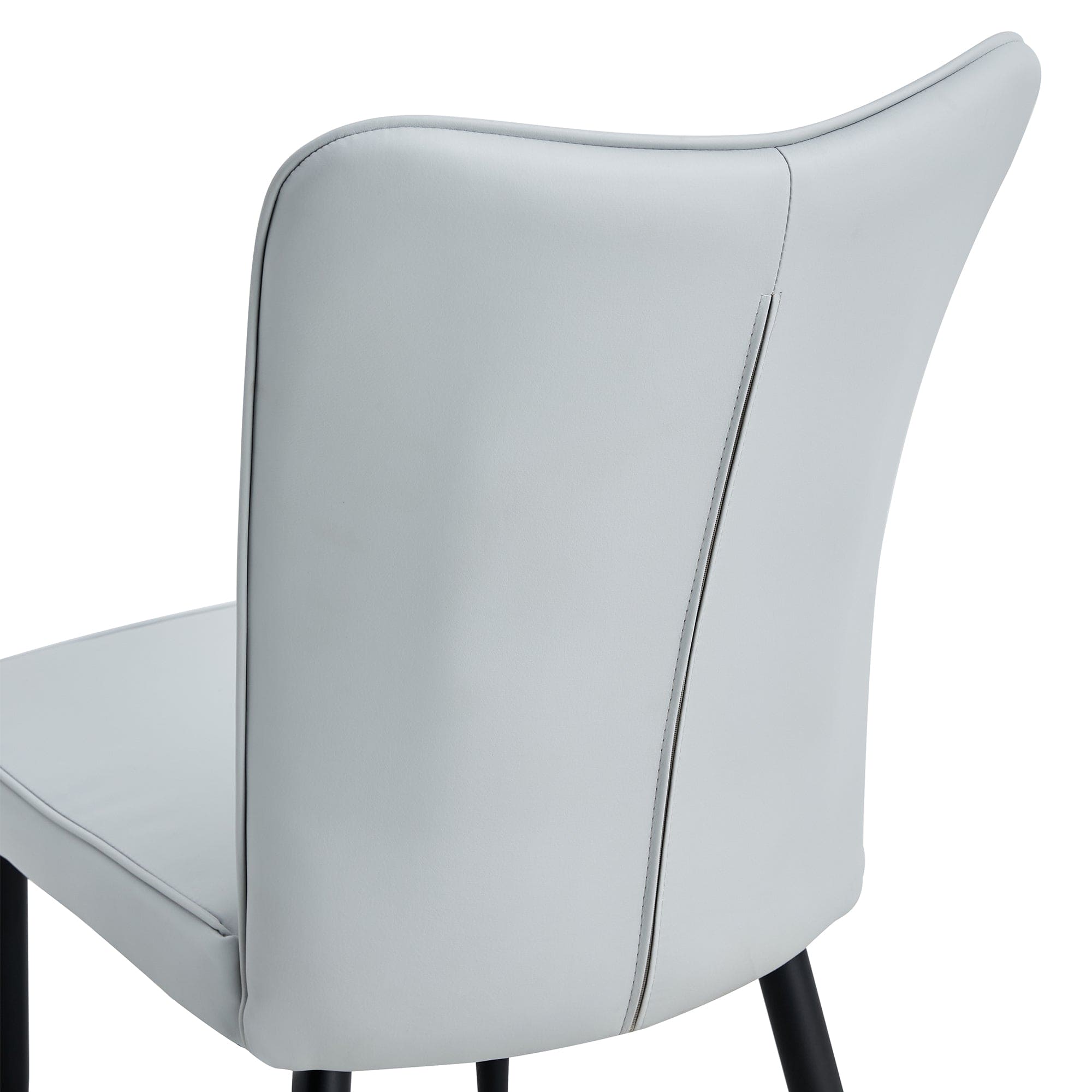 Modern minimalist dining chairs and office chairs. 4-piece set of light gray PU seats with black metal legs. Suitable for restaurants, living rooms, and offices. C-008