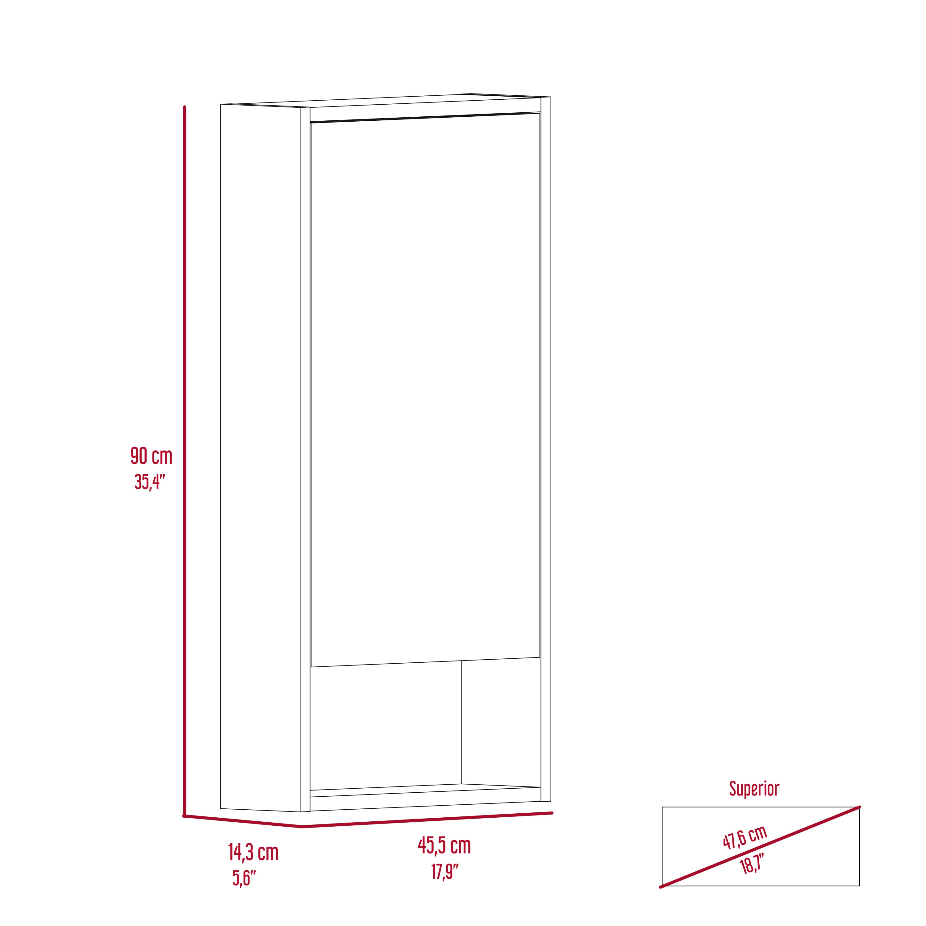 Medicine Cabinet Irvine, One External Shelf, Black Wengue Finish