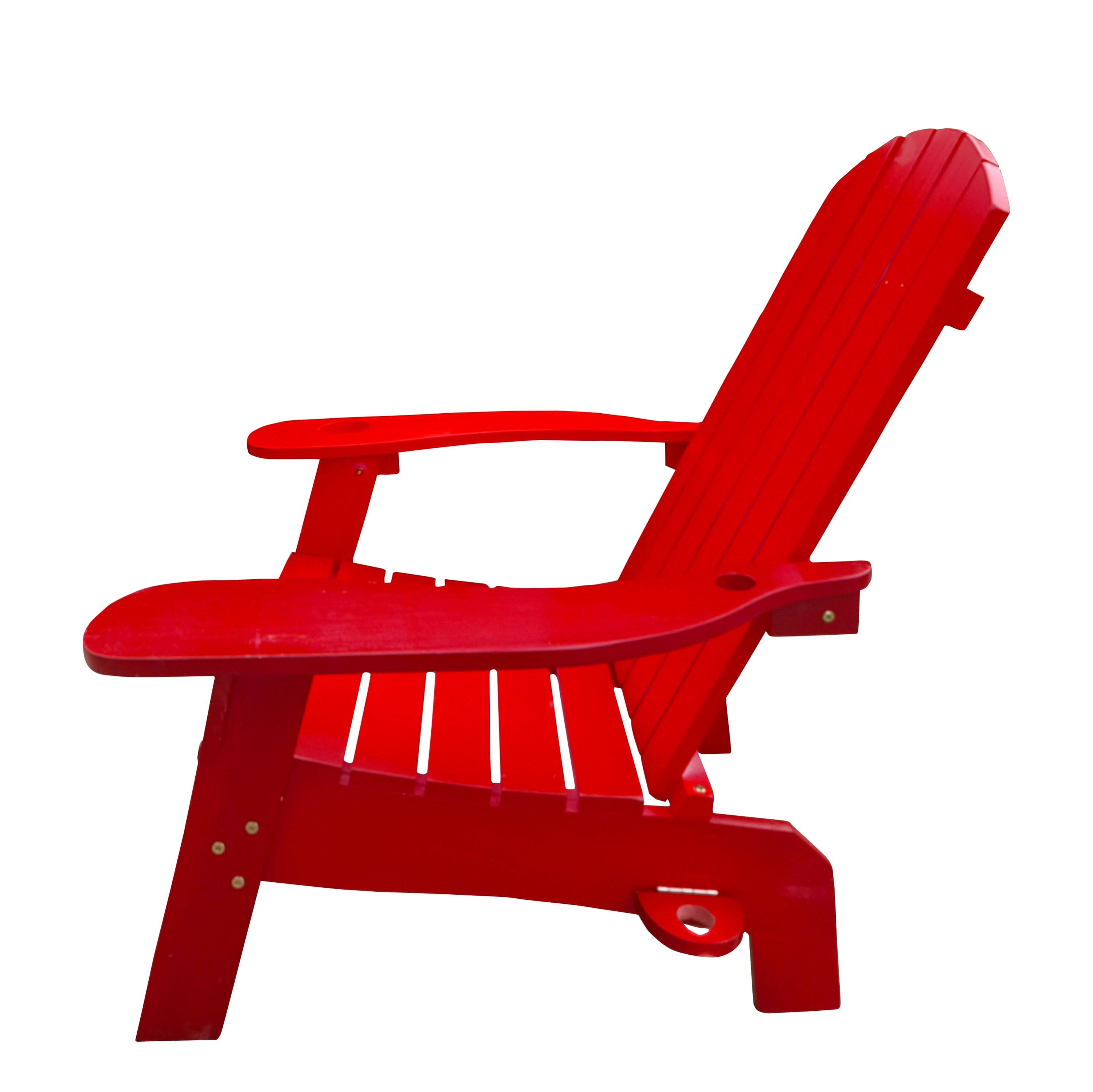 Outdoor or indoor Wood  Adirondack chair  with an hole to hold umbrella on the arm ,red