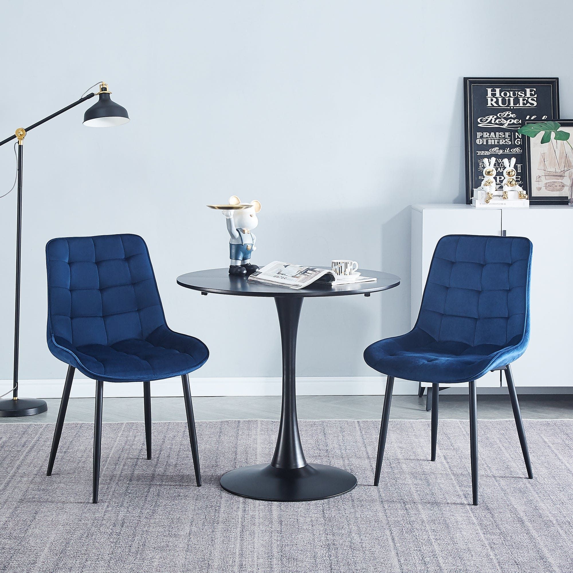 Dining Chair 2PCS（BLUE），Modern style，New technology，Suitable for restaurants, cafes, taverns, offices, living rooms, reception rooms.Simple structure, easy installation.