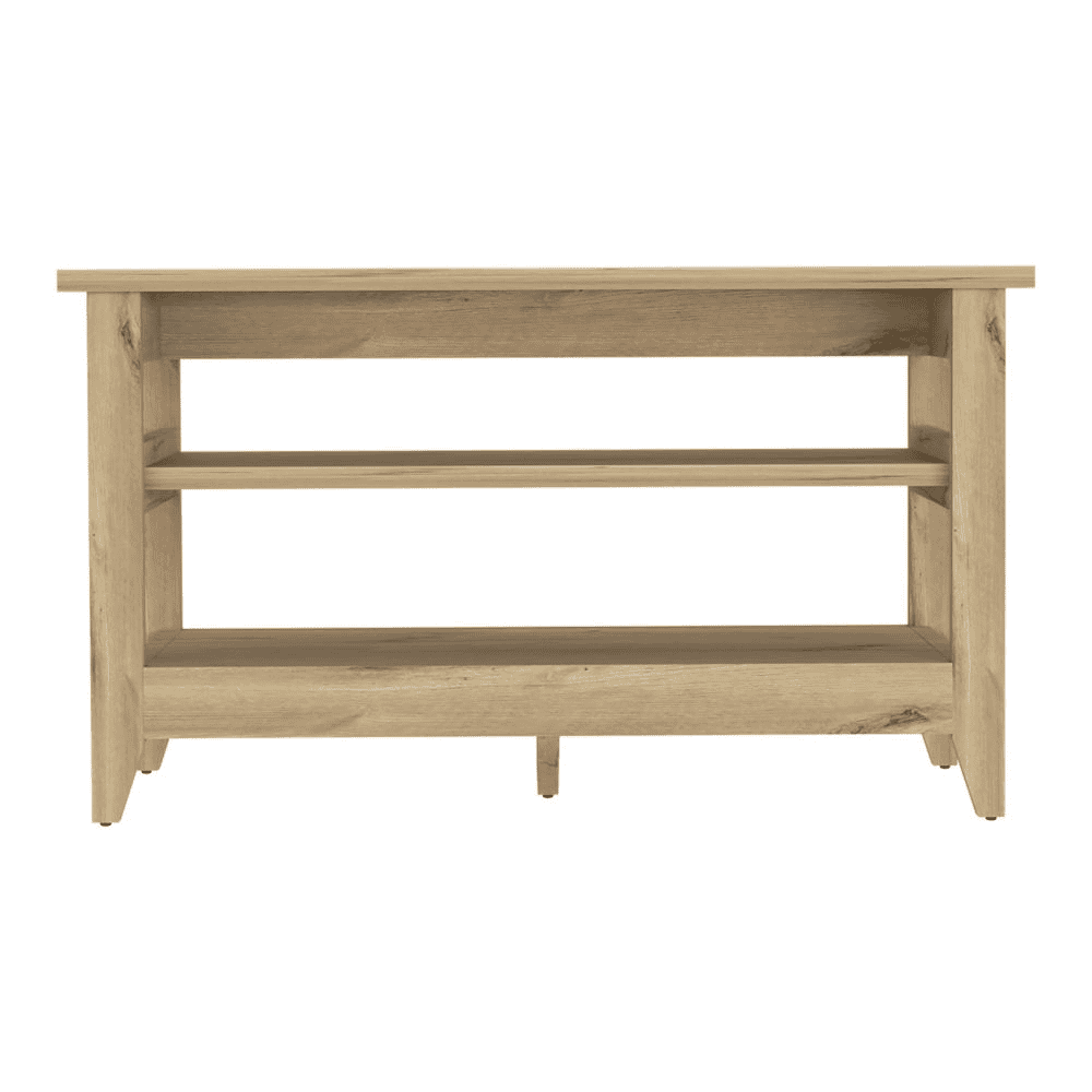 Misuri Storage Bench, Four Legs, Two Open Shelves -Light Oak