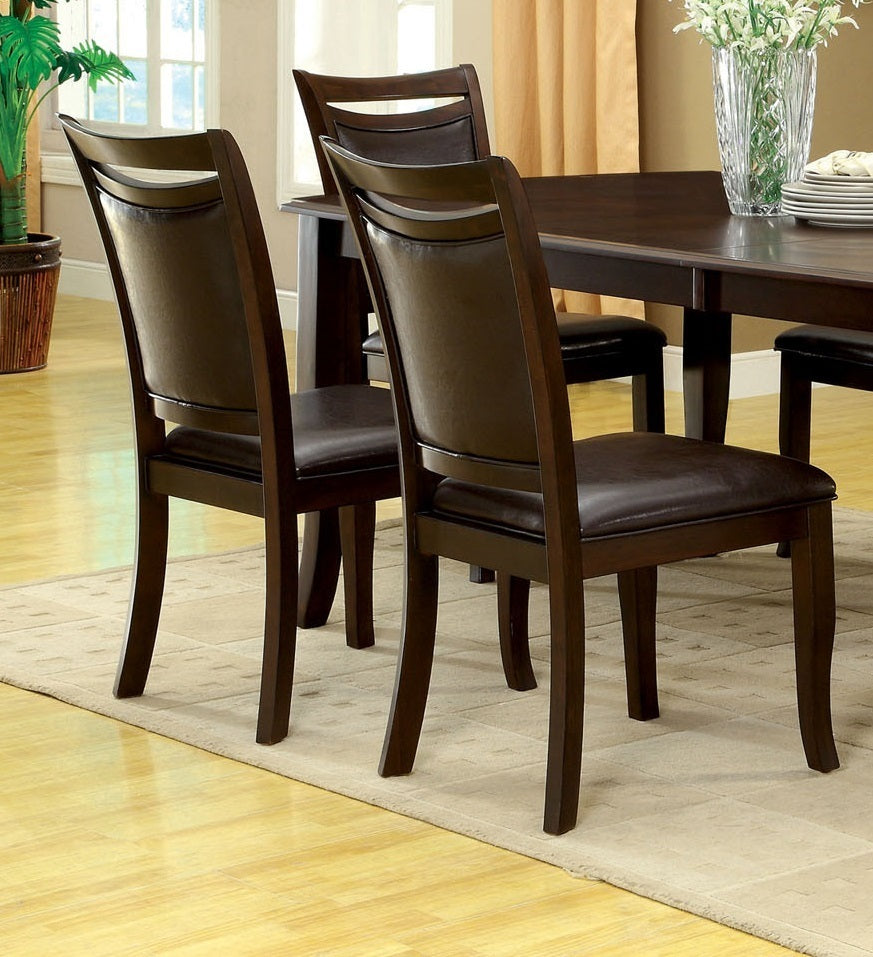 Transitional Dining Room Side Chairs Set of 2 Chairs only Dark Cherry / Espresso Padded Leatherette Seat