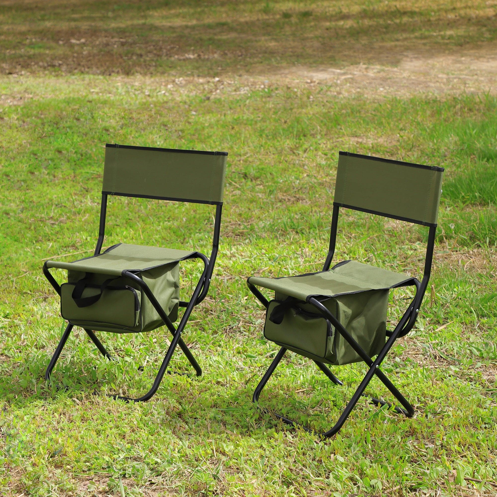 Set of 3, Folding Outdoor Table and Chairs Set for Indoor, Outdoor Camping, Picnics, Beach,Backyard, BBQ, Party, Patio, Black/Green