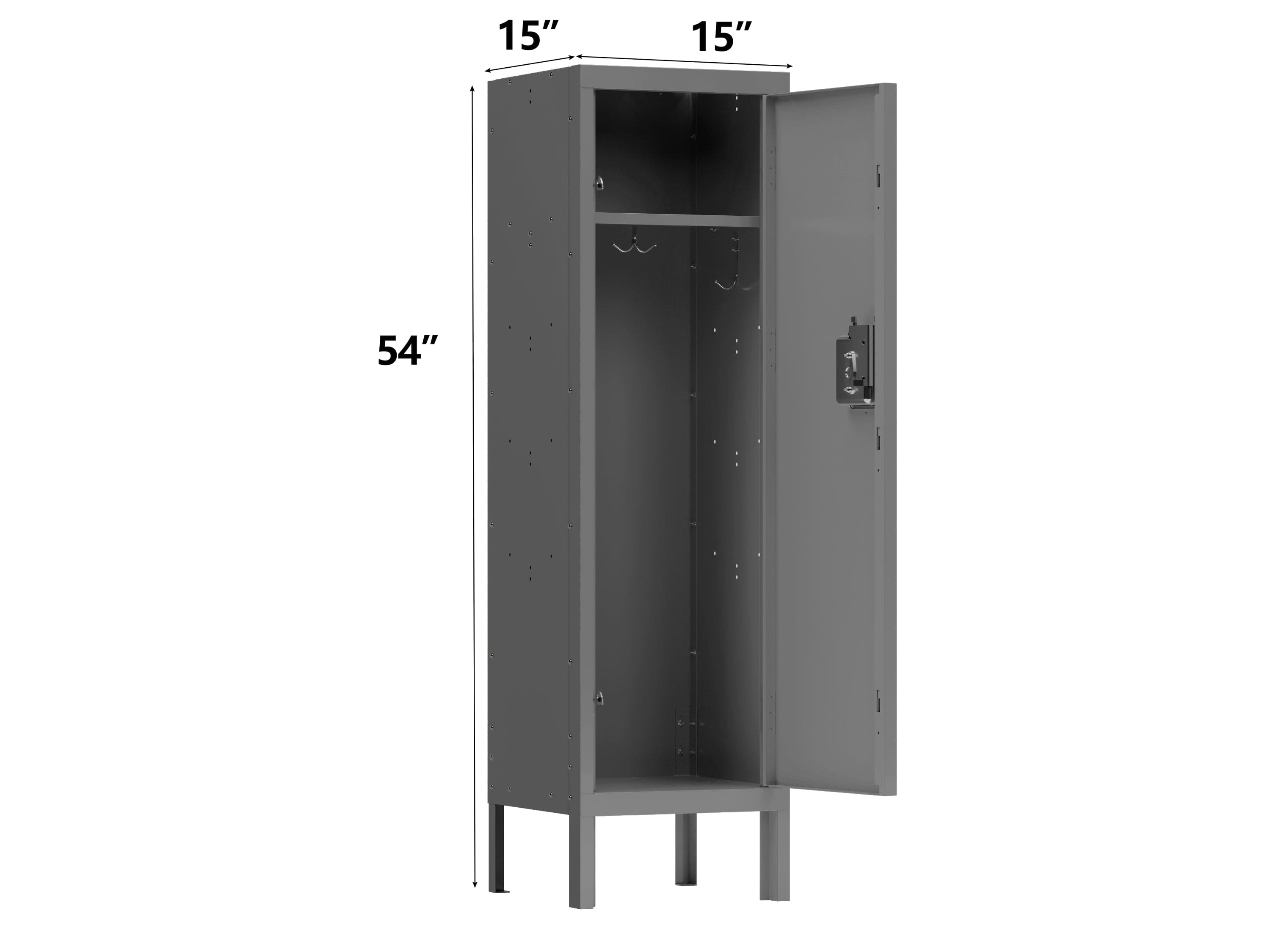 1 Door Tall Single Metal Locker-Retro Style Storage Cabinet--Industrial Furniture--For Living Room/Bedroom/Storage Room/Gym/School--Grey