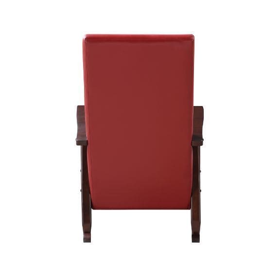 ACME Raina Rocking Chair, Red PU & Espresso Finish 59931