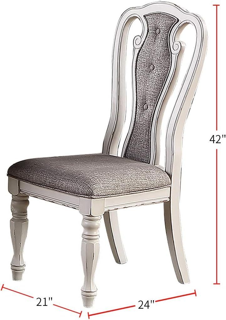 Set of 2 Dining Chairs Grey Upholstered Tufted unique Design Chairs Back Cushion Seat Dining Room