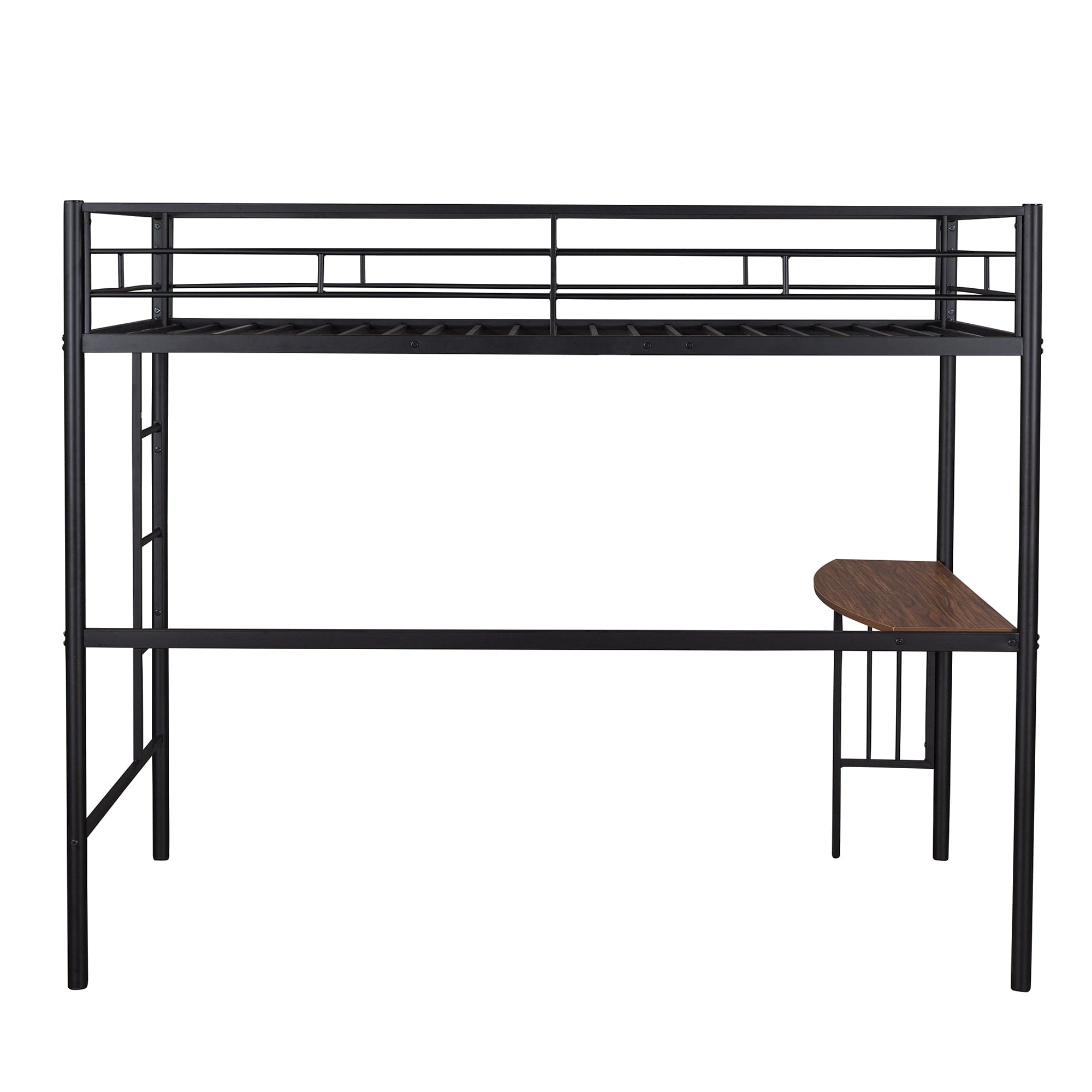 Twin Metal Bunk Bed with Desk, Ladder and Guardrails, Loft Bed for Bedroom, Black(OLD SKU : MF195191AAB)