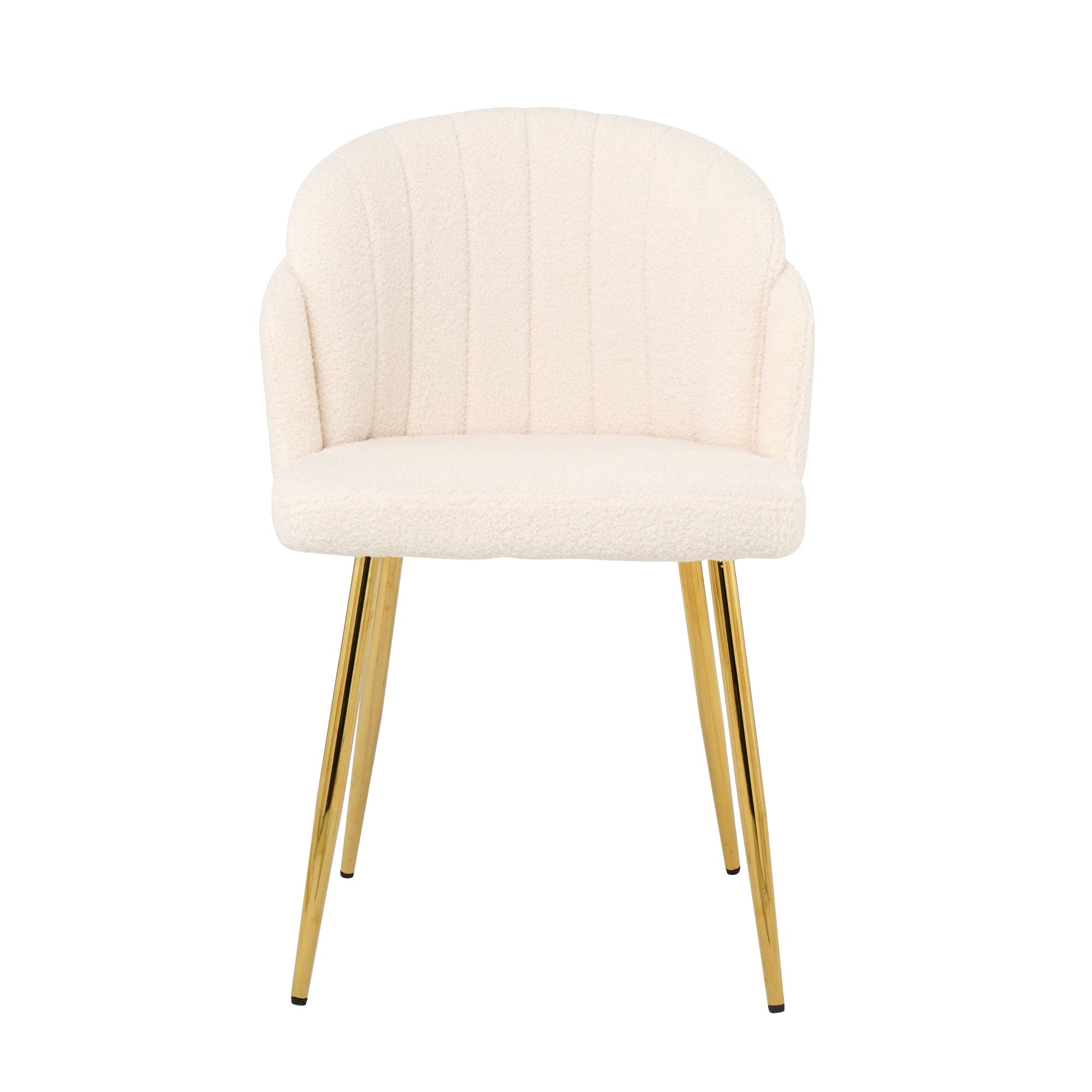 Modern simple teddy fleece dining chair Fabric Upholstered Chairs home bedroom stool back dressing chair gold metal legs(set of 2)