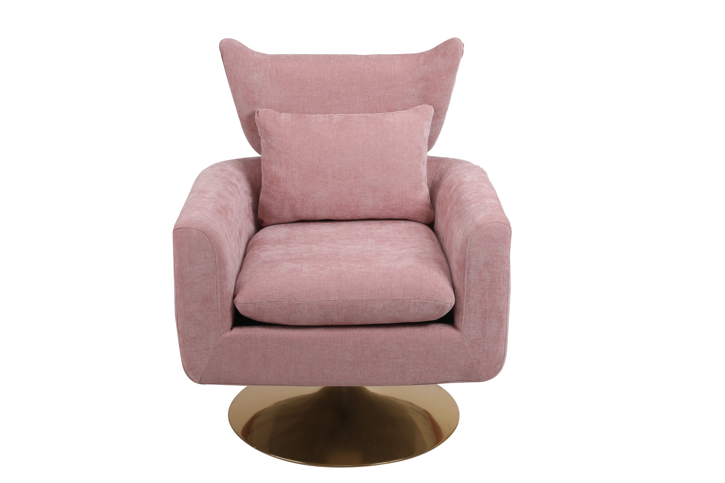 Classic Mid-Century 360-degree Swivel  Accent Chair, Pink Linen