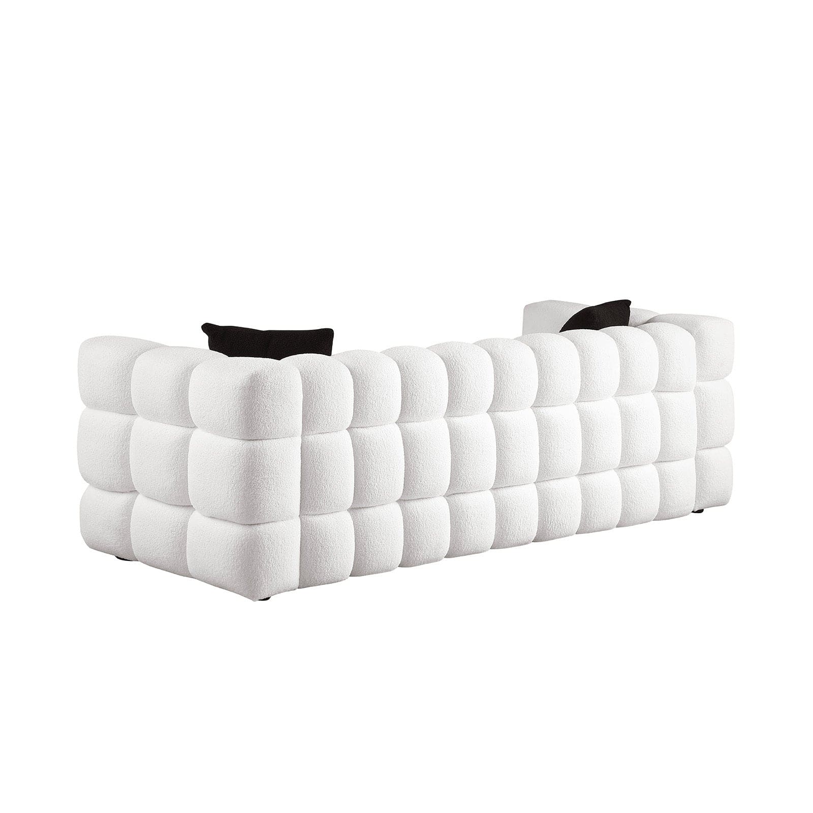 84.3 length ,35.83" deepth ,human body structure for USA people,  marshmallow sofa,boucle sofa ,White color,3 seater