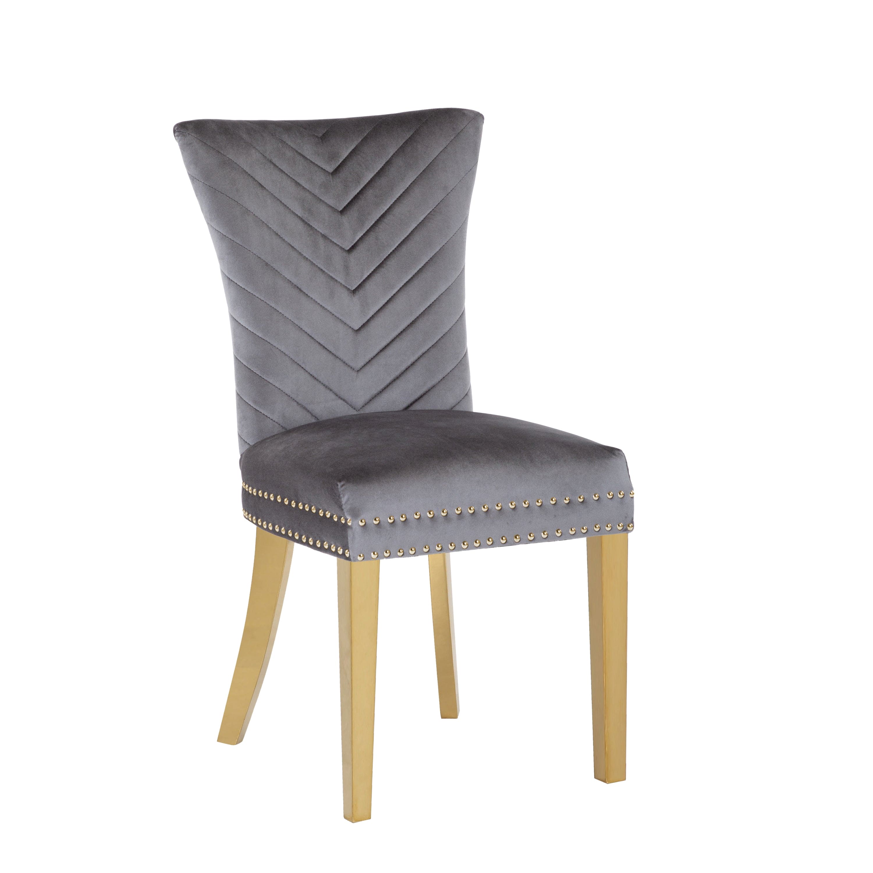 Eva 2 Piece Gold Legs Dining Chairs Finished with Velvet Fabric in Gray