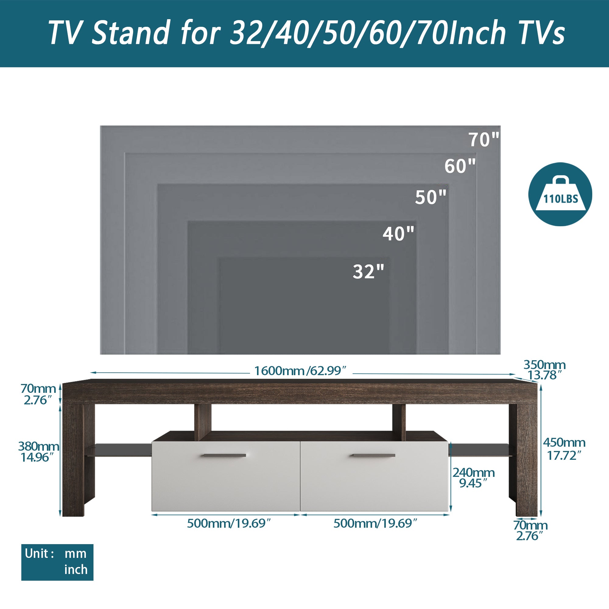 Modern TV stand  Brown + white TV bracket