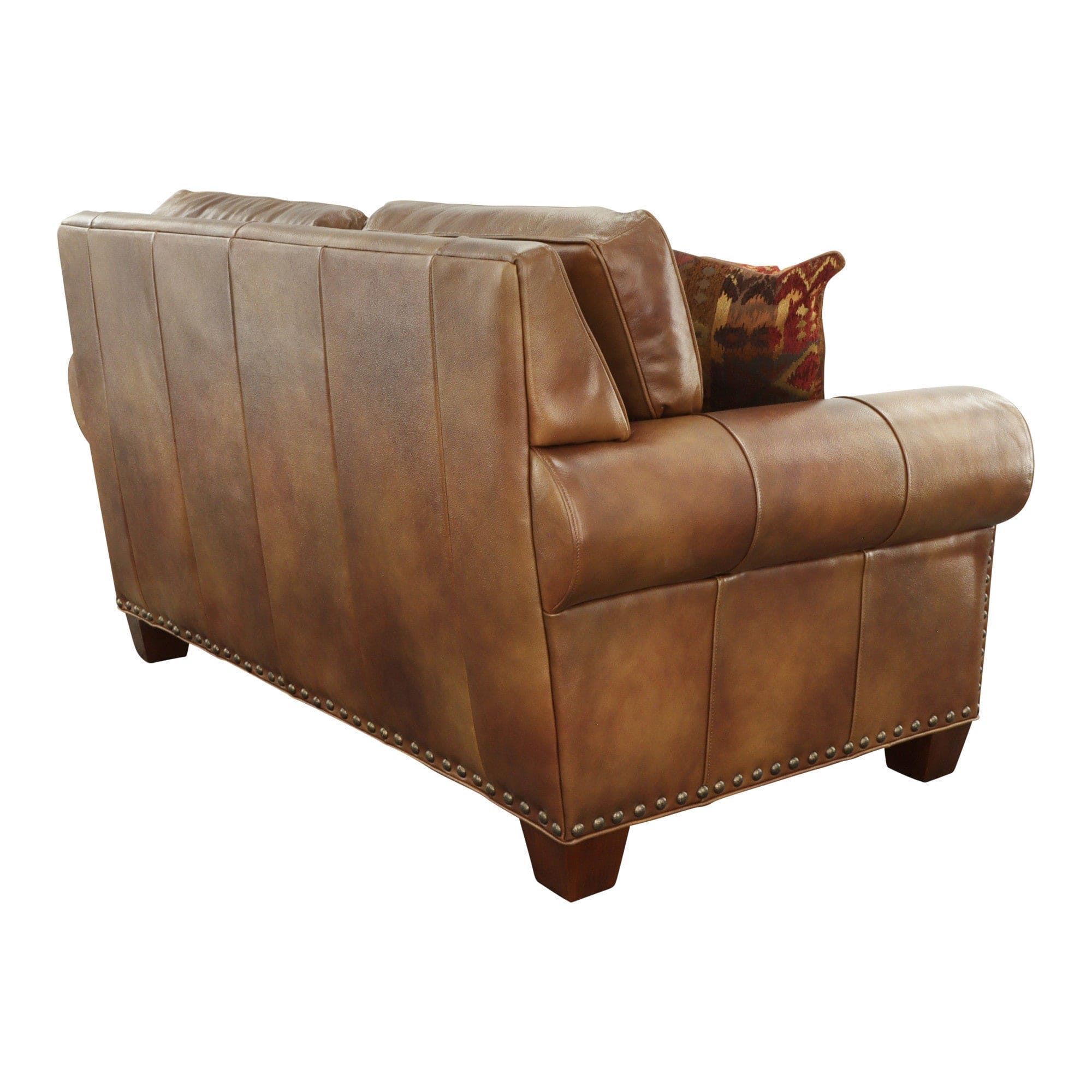 Rustic Leather Collection Loveseat - Premium Construction, Nail-Head Trim - Maximum Comfort and Style