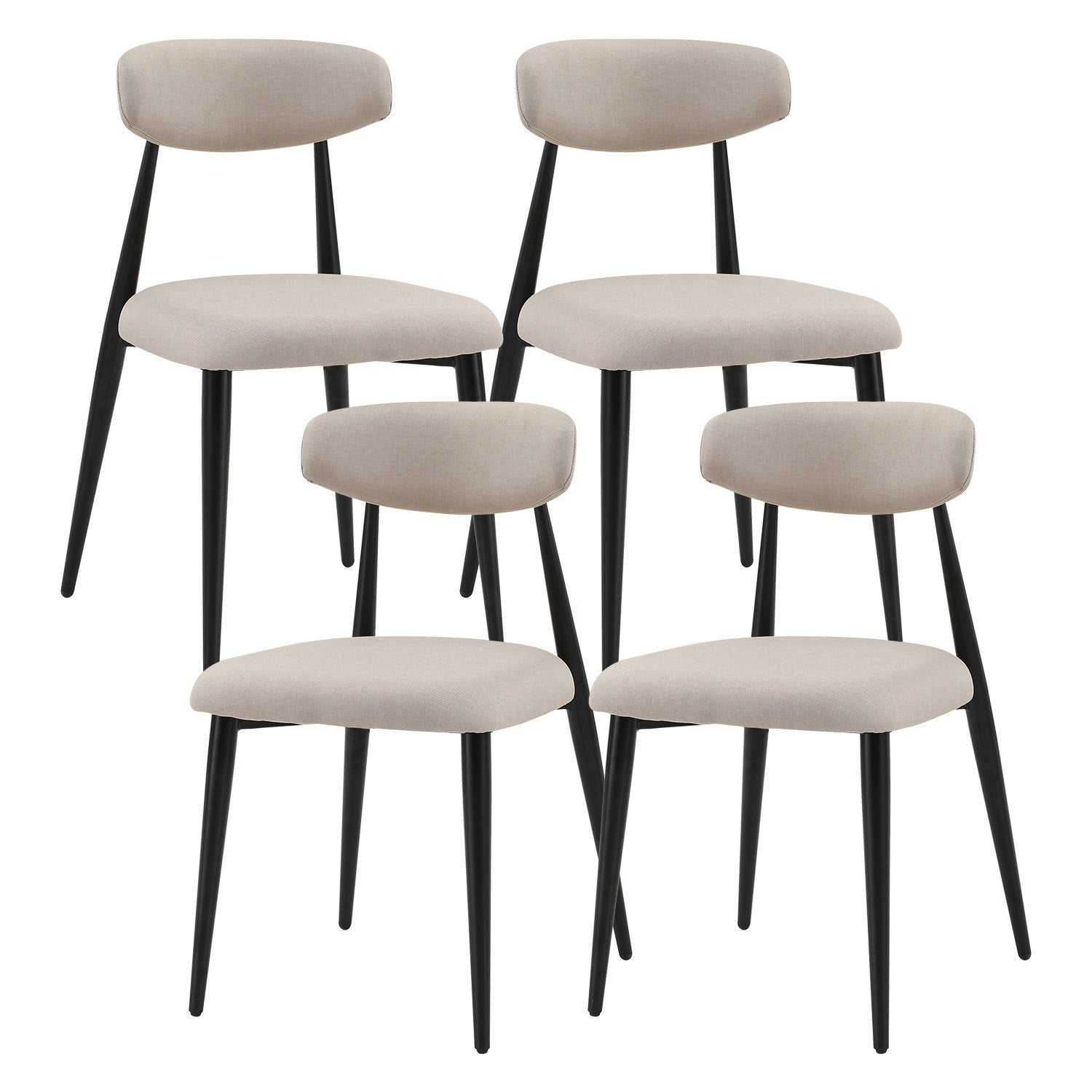 Dining Chairs set of 4, Upholstered Chairs with Metal Legs for Kitchen Dining Room  Light Grey