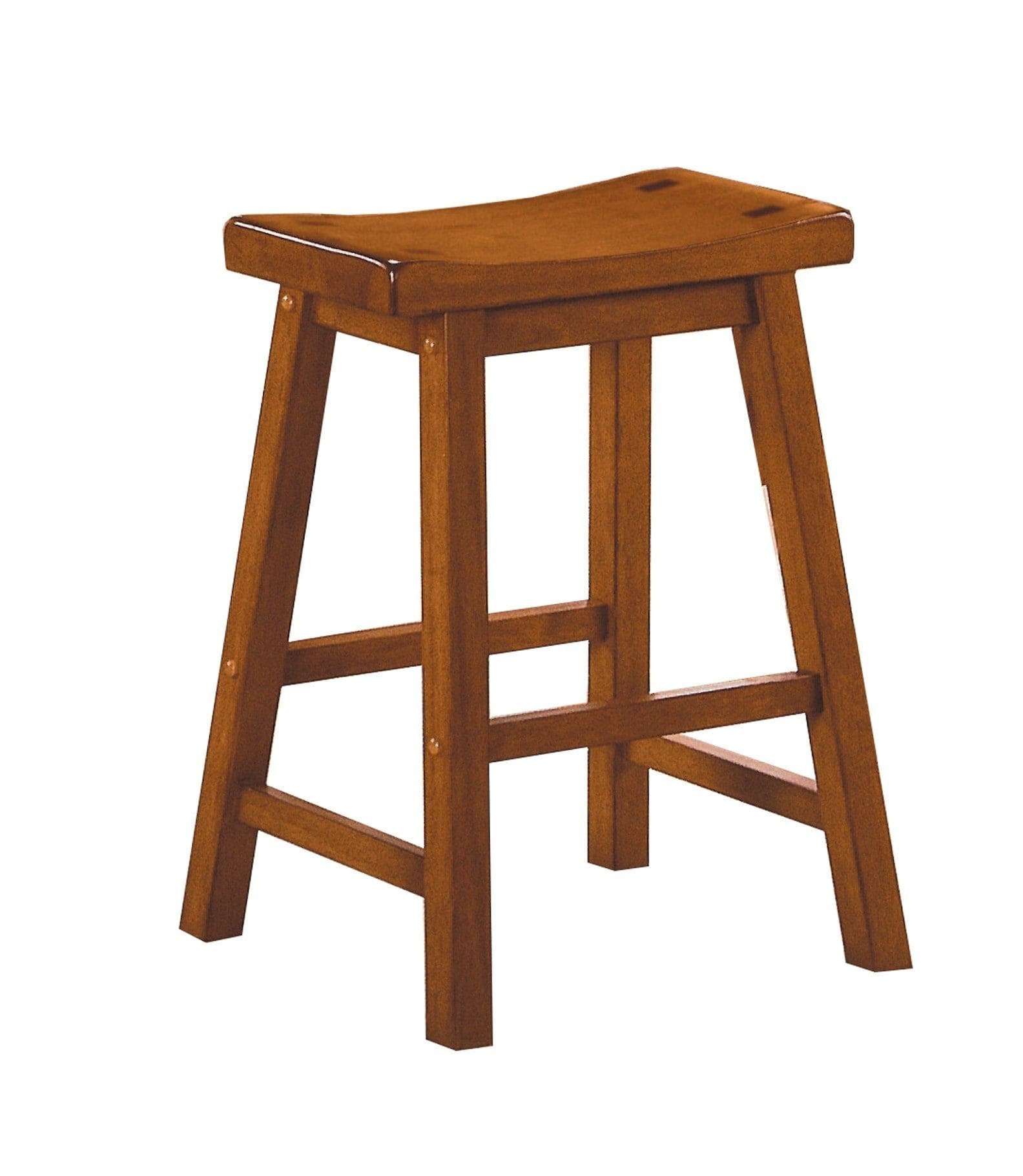 Casual Dining 24-inch Counter Height Stools 2pc Set Saddle Seat Solid Wood Oak Finish Home Furniture