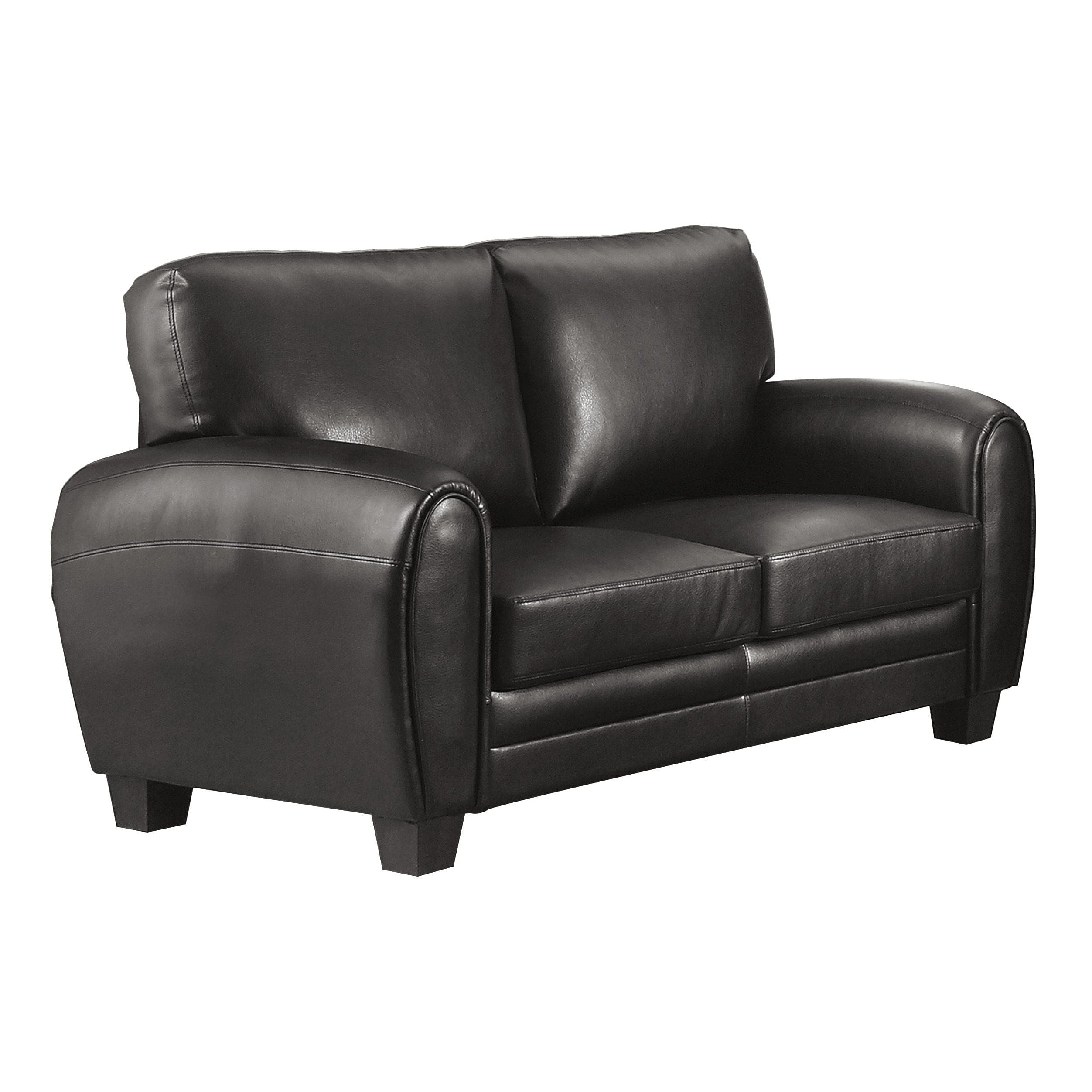 Modern Living Room Furniture 1pc Loveseat Black Faux Leather Covering Retro Styling Furniture