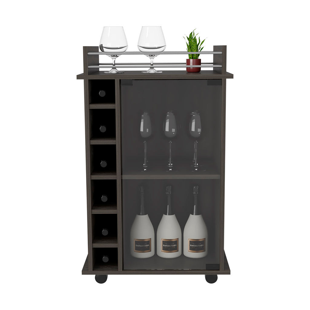 Bar Cart Baltimore, Six Wine Cubbies, Carbon Espresso Finish