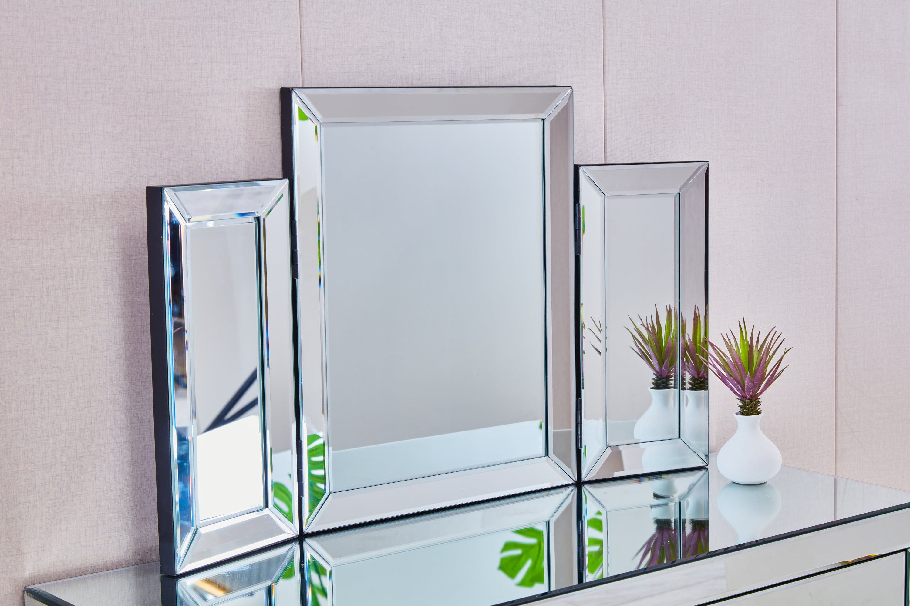 W 31 inch  X H 20  inch  Mountain shaped Folding vanity mirror Widely used in homes and offices,