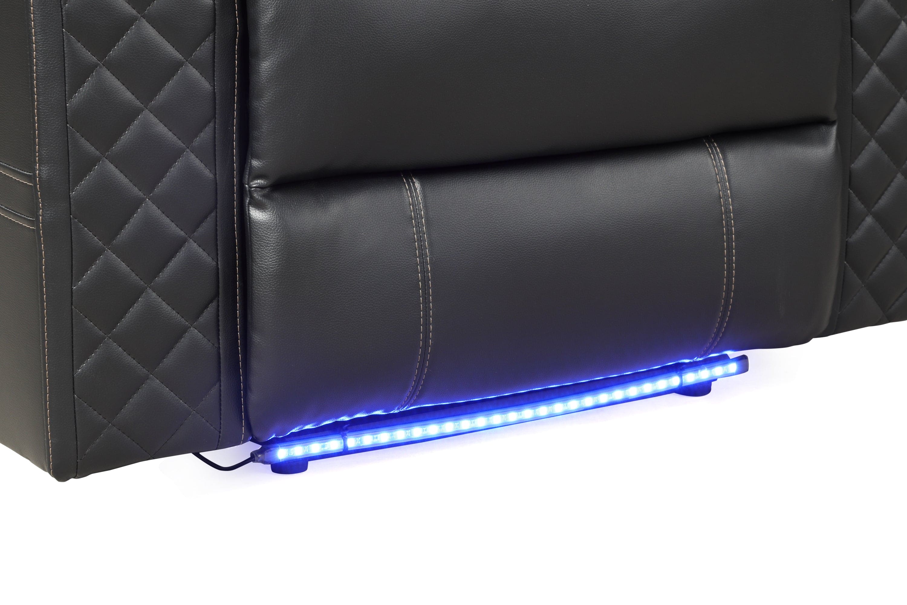 Benz LED & Power Reclining Loveseat Made With Faux Leather in Black