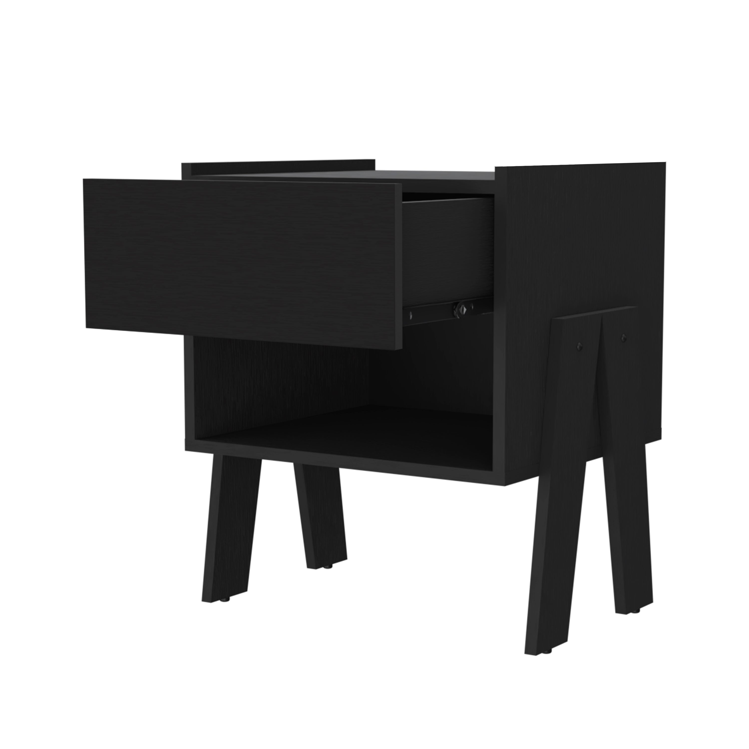 Hosley 1-Drawer 1-Shelf Nightstand Black Wengue