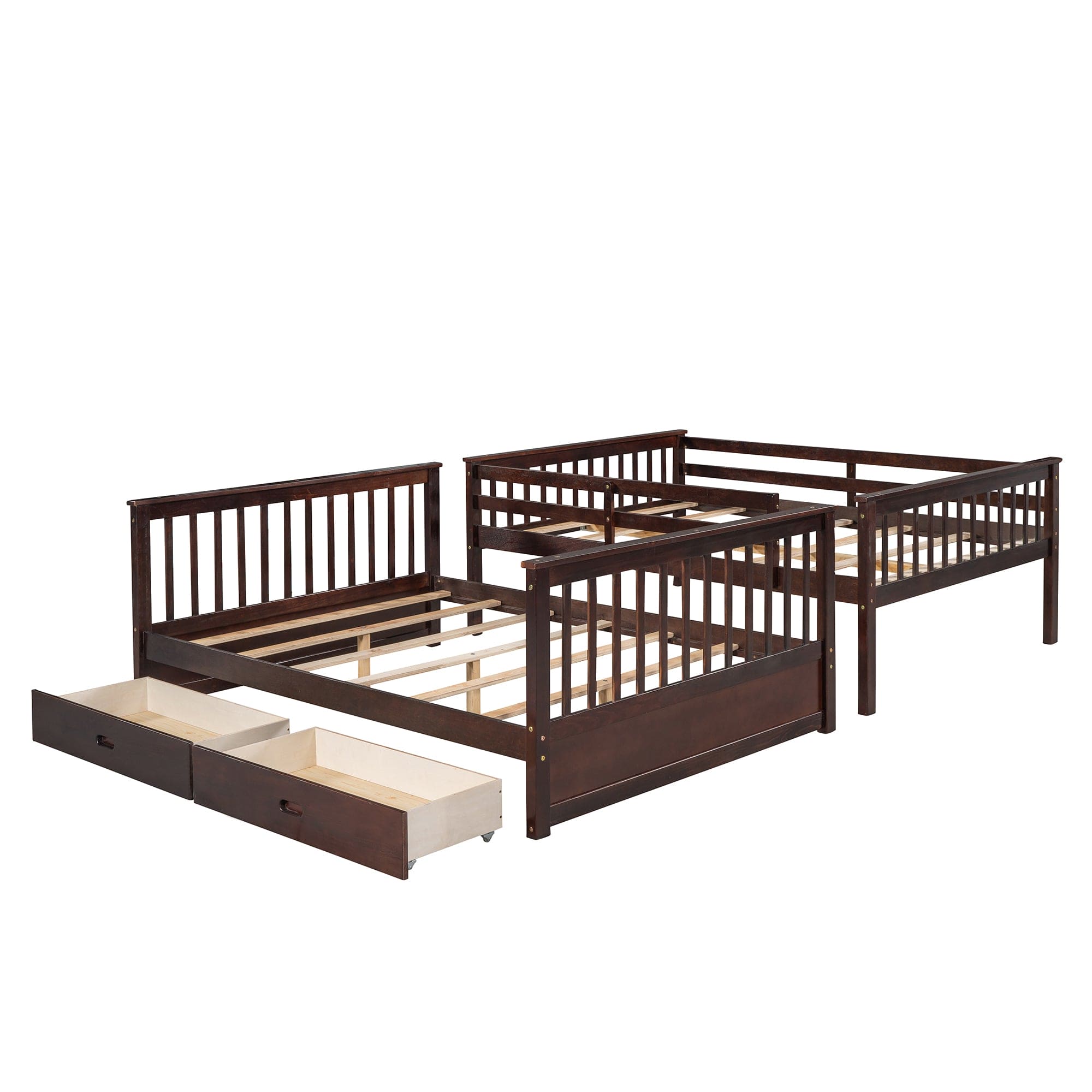 Full-Over-Full Bunk Bed with Ladders and Two Storage Drawers (Espresso)(OLD SKU:LT000365AAP)