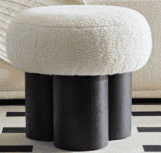 W8017-1 White lamb wool seat, barrel PVC pipe with black ash willow