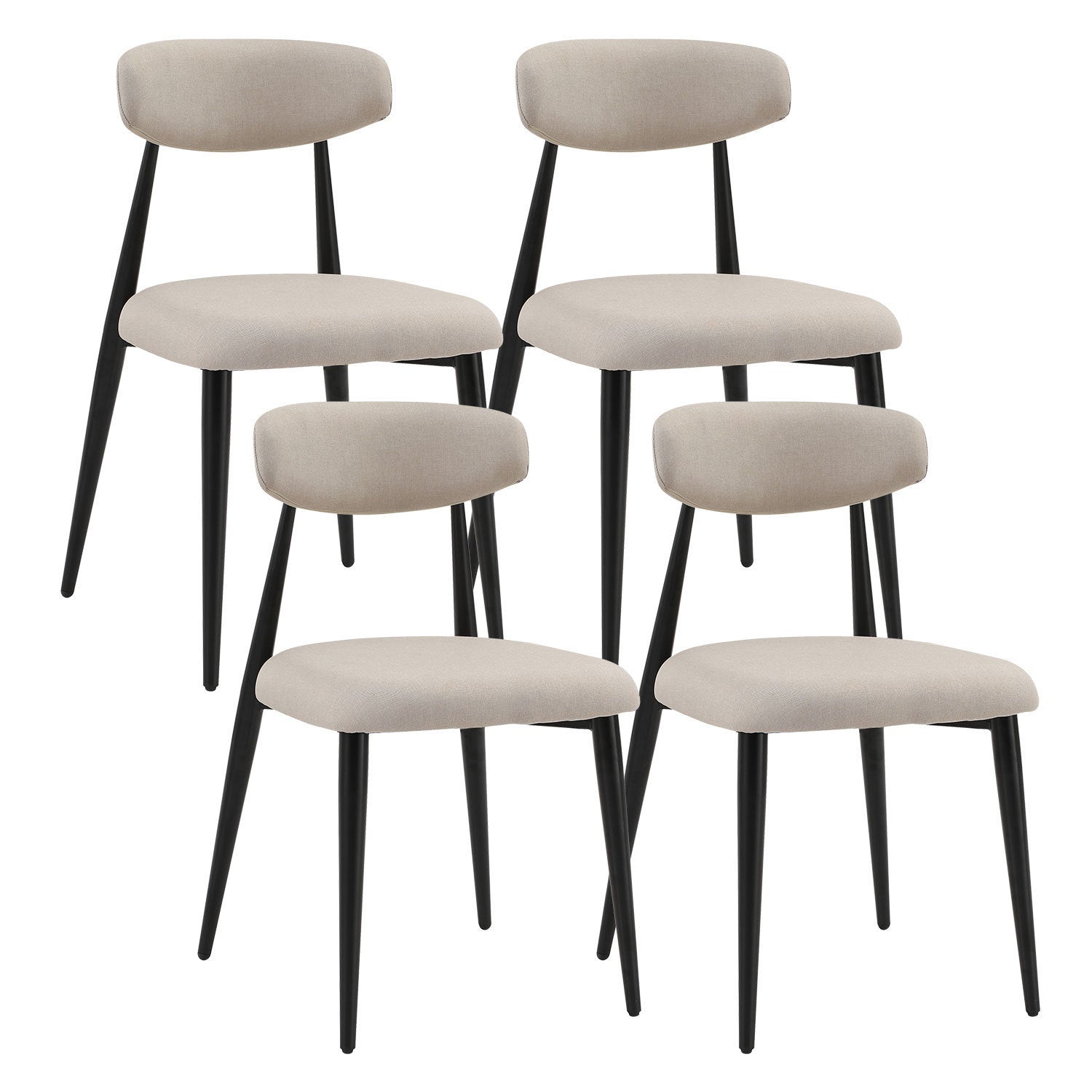 Dining Chairs set of 4, Upholstered Chairs with Metal Legs for Kitchen Dining Room  Light Grey