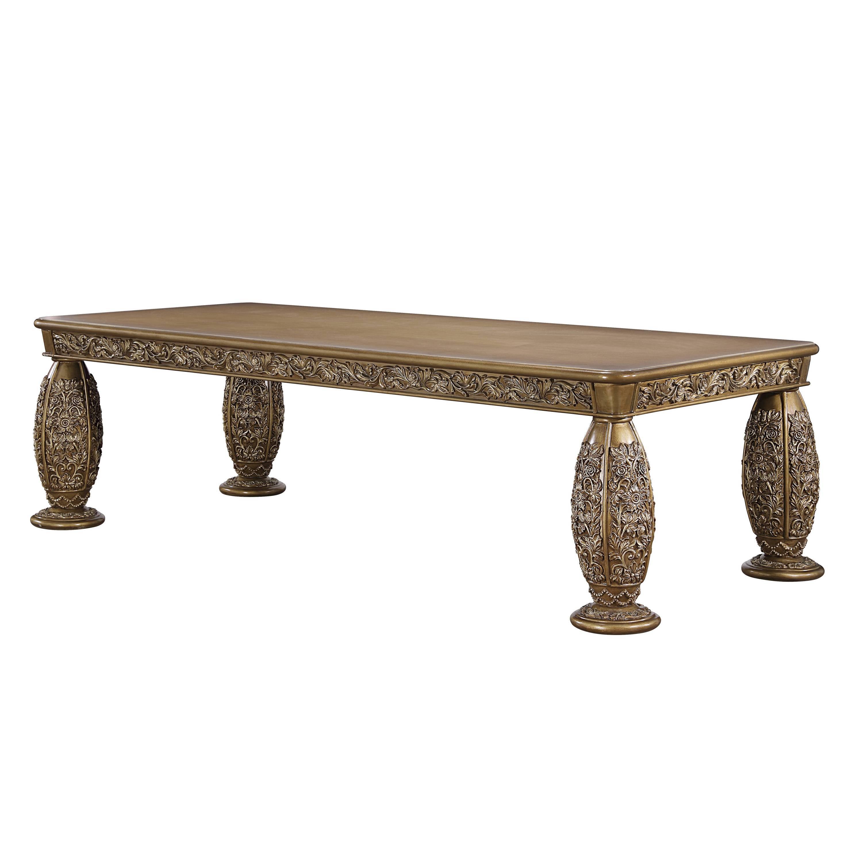 ACME Constantine Dinning Table, Brown & Gold Finish DN00477