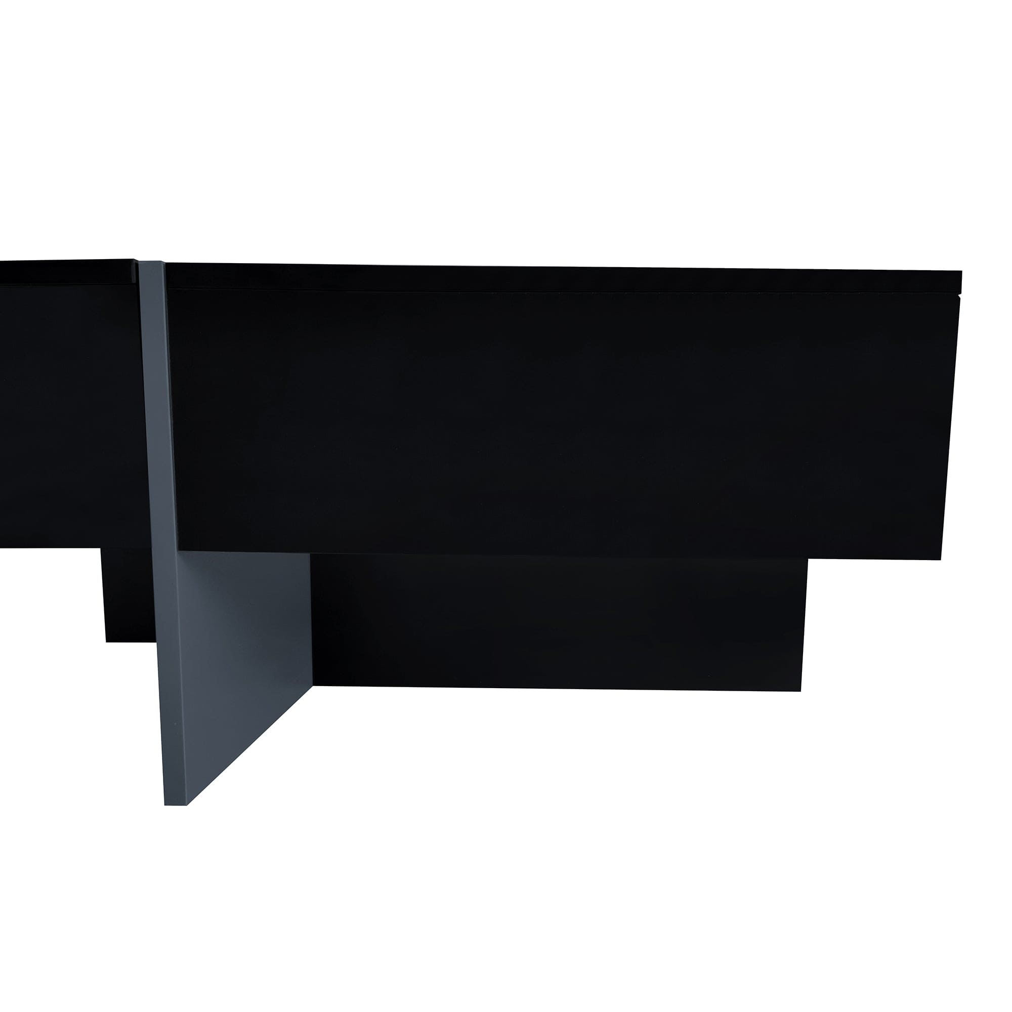 ON-TREND Unique Design Coffee Table with 4 Hidden Storage Compartments, Square Cocktail Table with Extendable Sliding Tabletop, UV High-gloss Design Center Table for Living Room, 31.5"x 31.5"