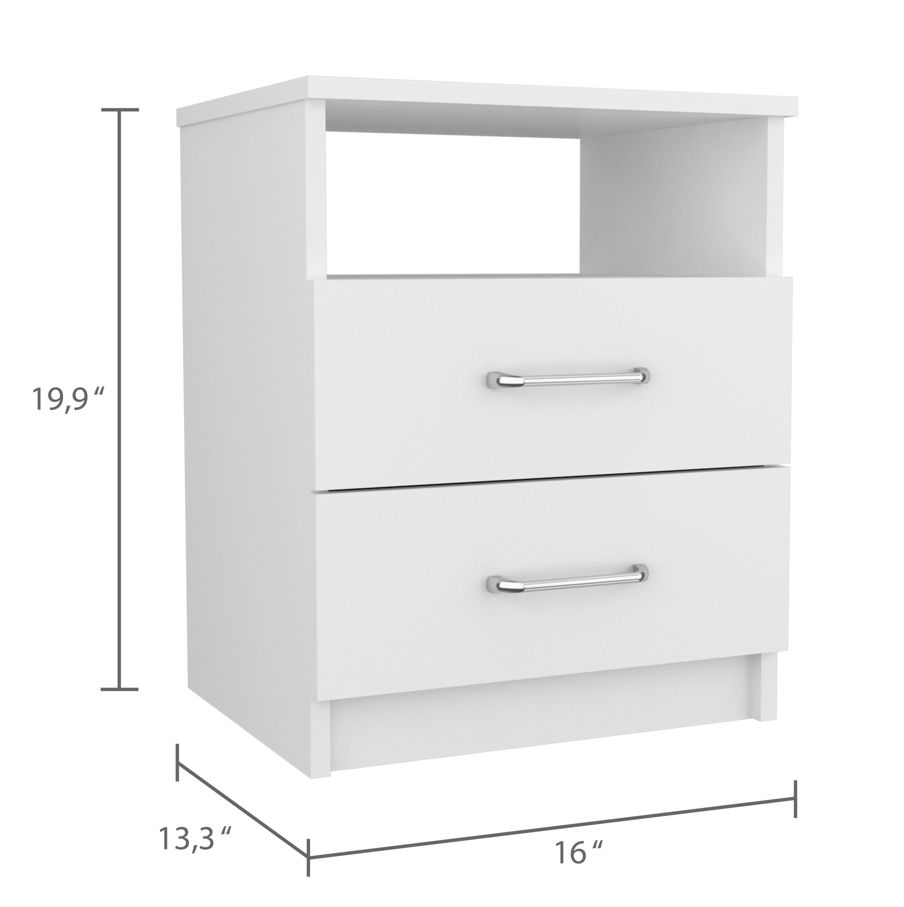 Brookeline 2-Drawer 1-Shelf Rectangle Nightstand White