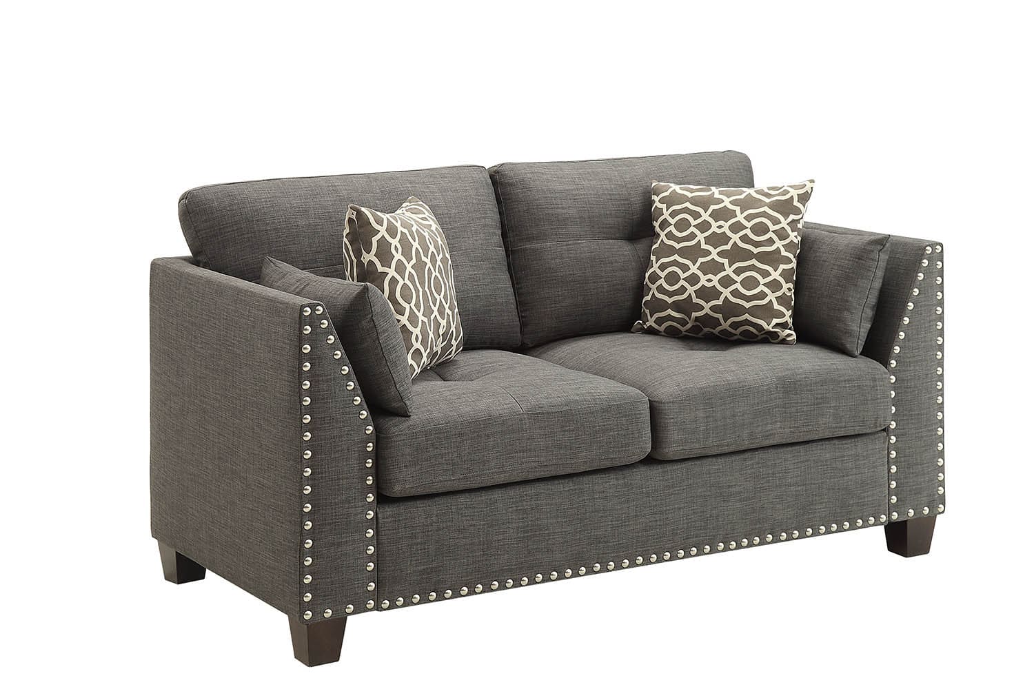 ACME Laurissa Loveseat w/4 Pillows in Light Charcoal Linen 52406