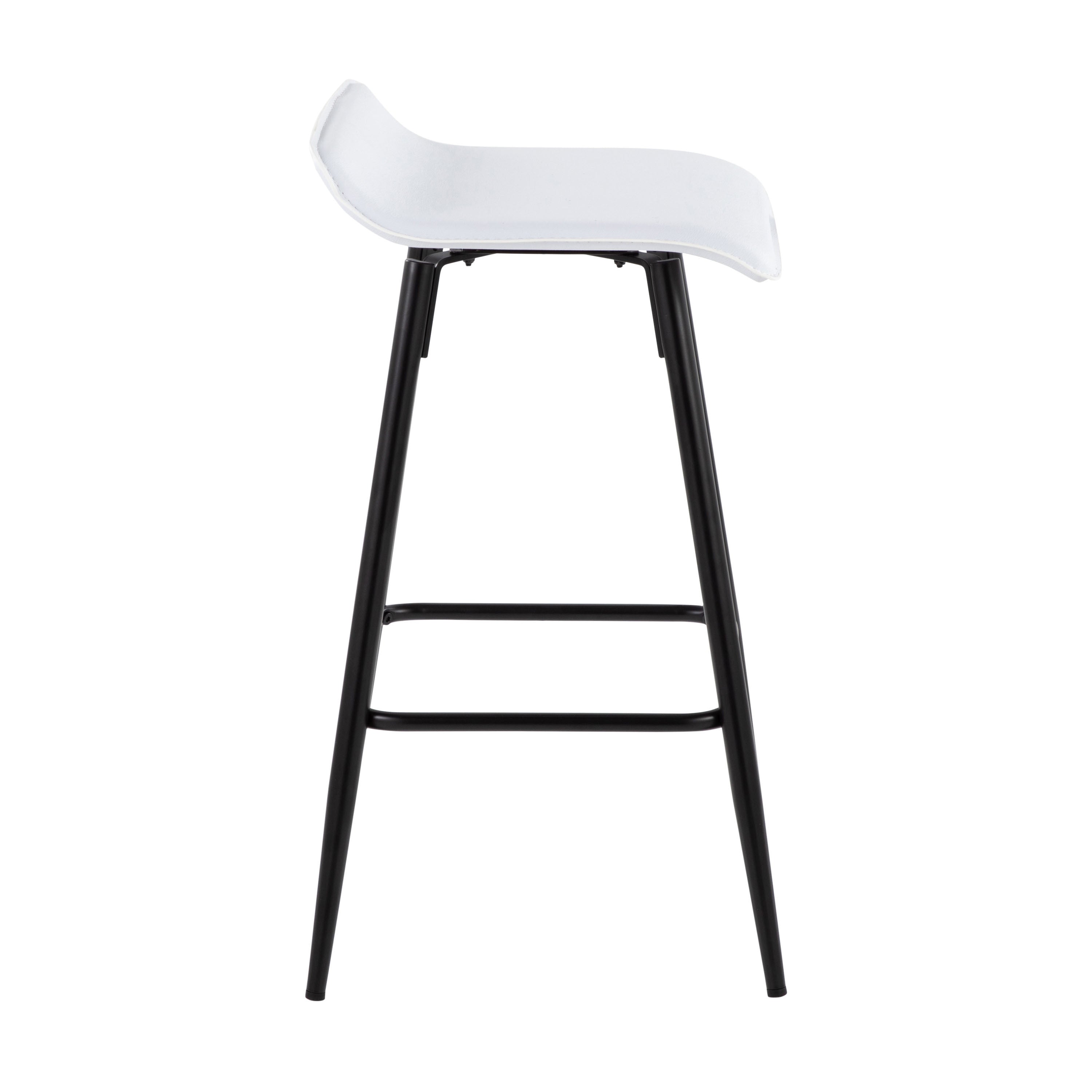 Ale 26" Contemporary Fixed Height Counter Stool in Black Steel and White Faux Leather by LumiSource - Set of 2