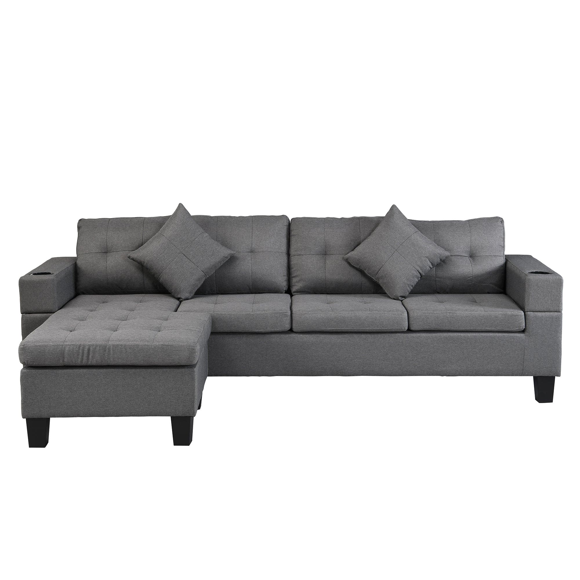 Sectional Sofa Set for Living Room with L Shape  Chaise Lounge ,cup holder and  Left or Right Hand Chaise  Modern 4 Seat