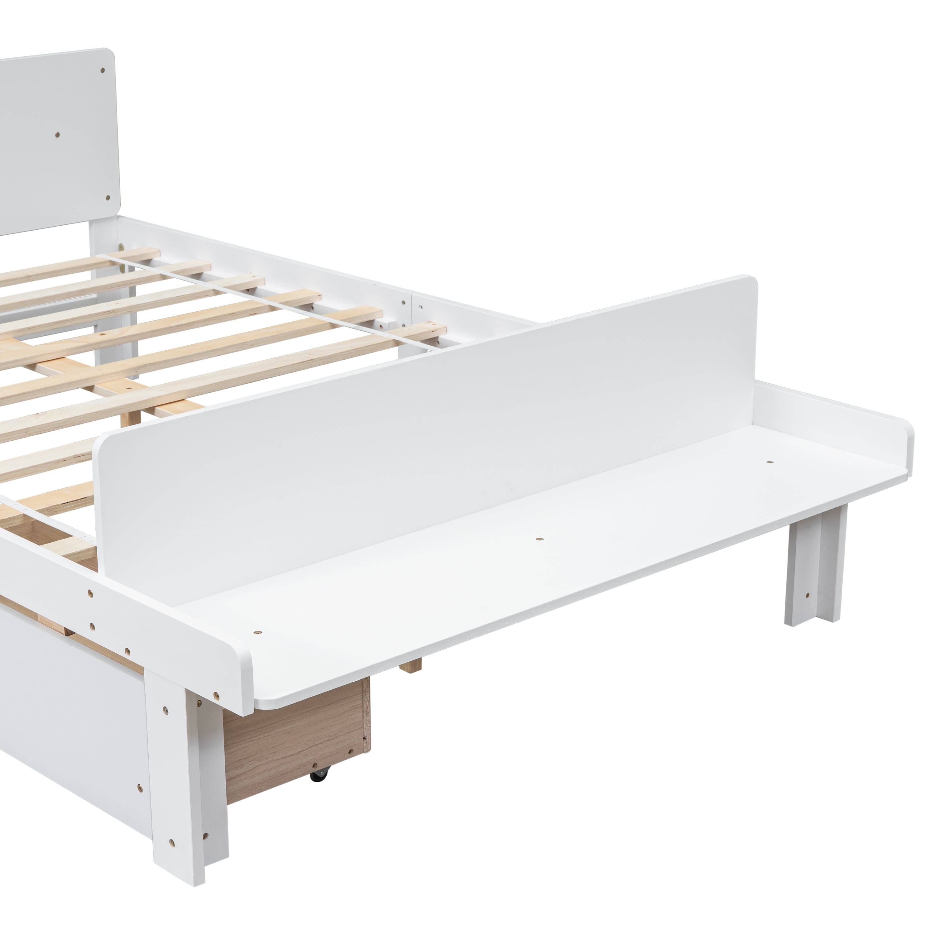 Full Bed with Footboard Bench,2 drawers,White