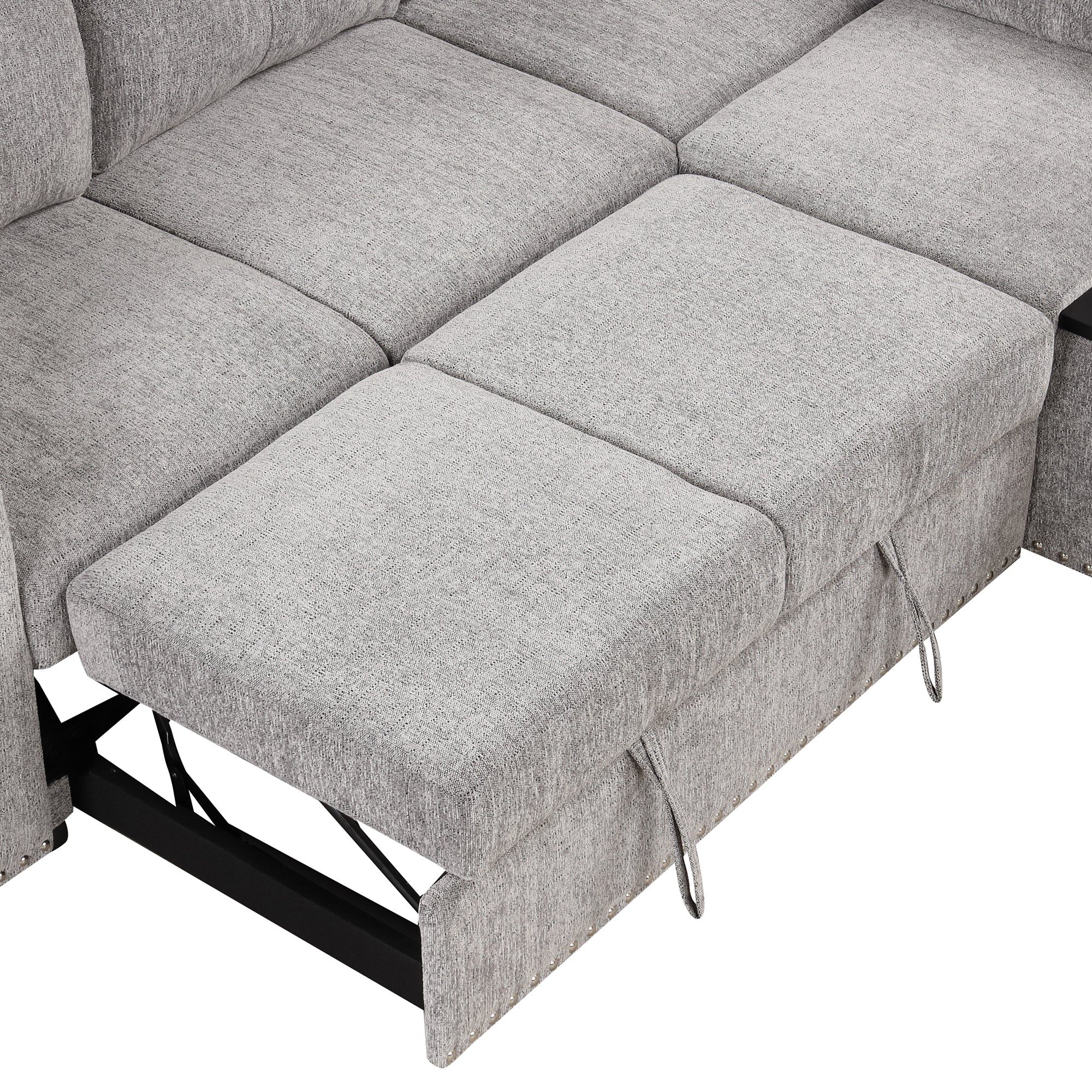 Sofa Bed L-Shaped Corner Sofa, Light Gray