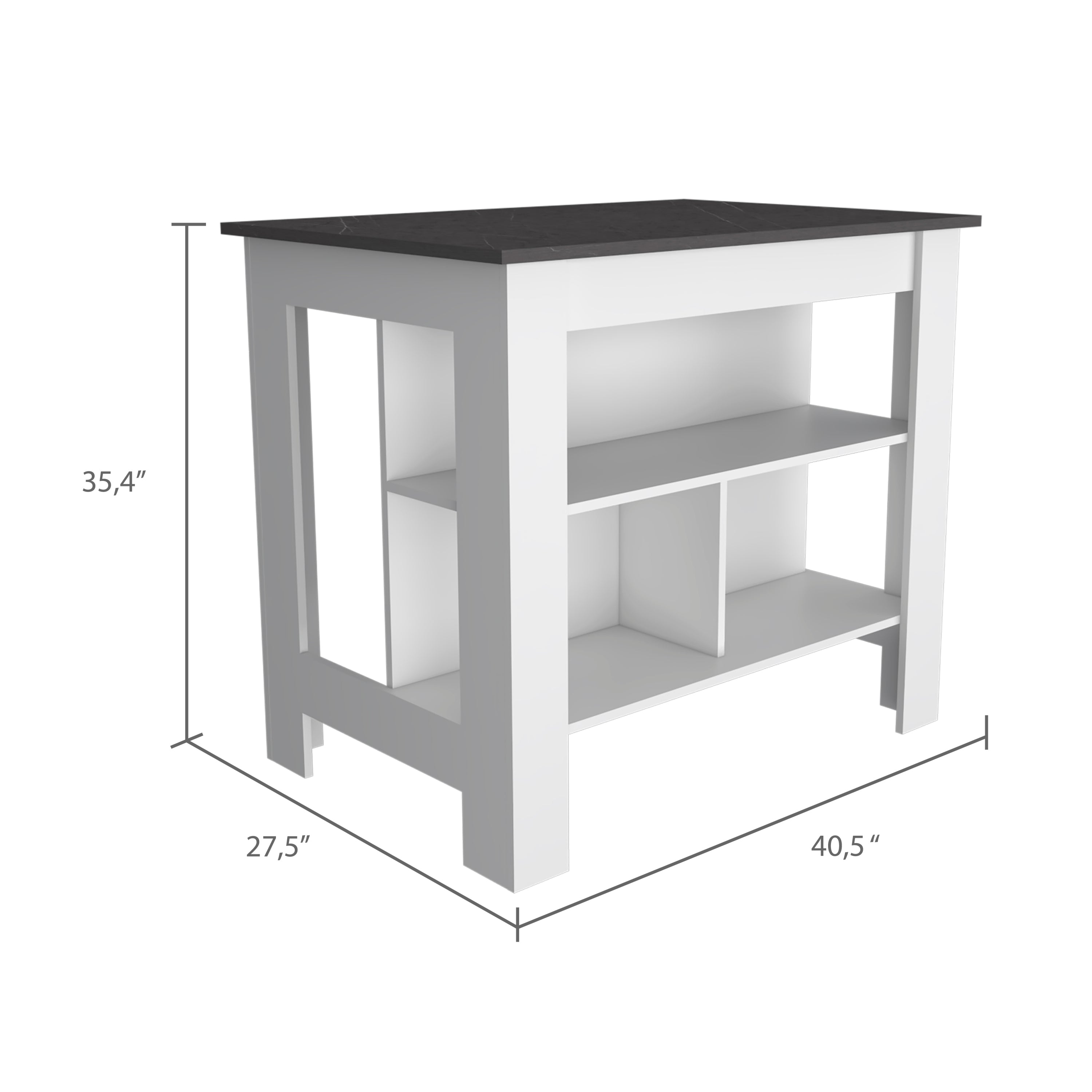 Rockaway 3-Shelf Kitchen Island White and Onix