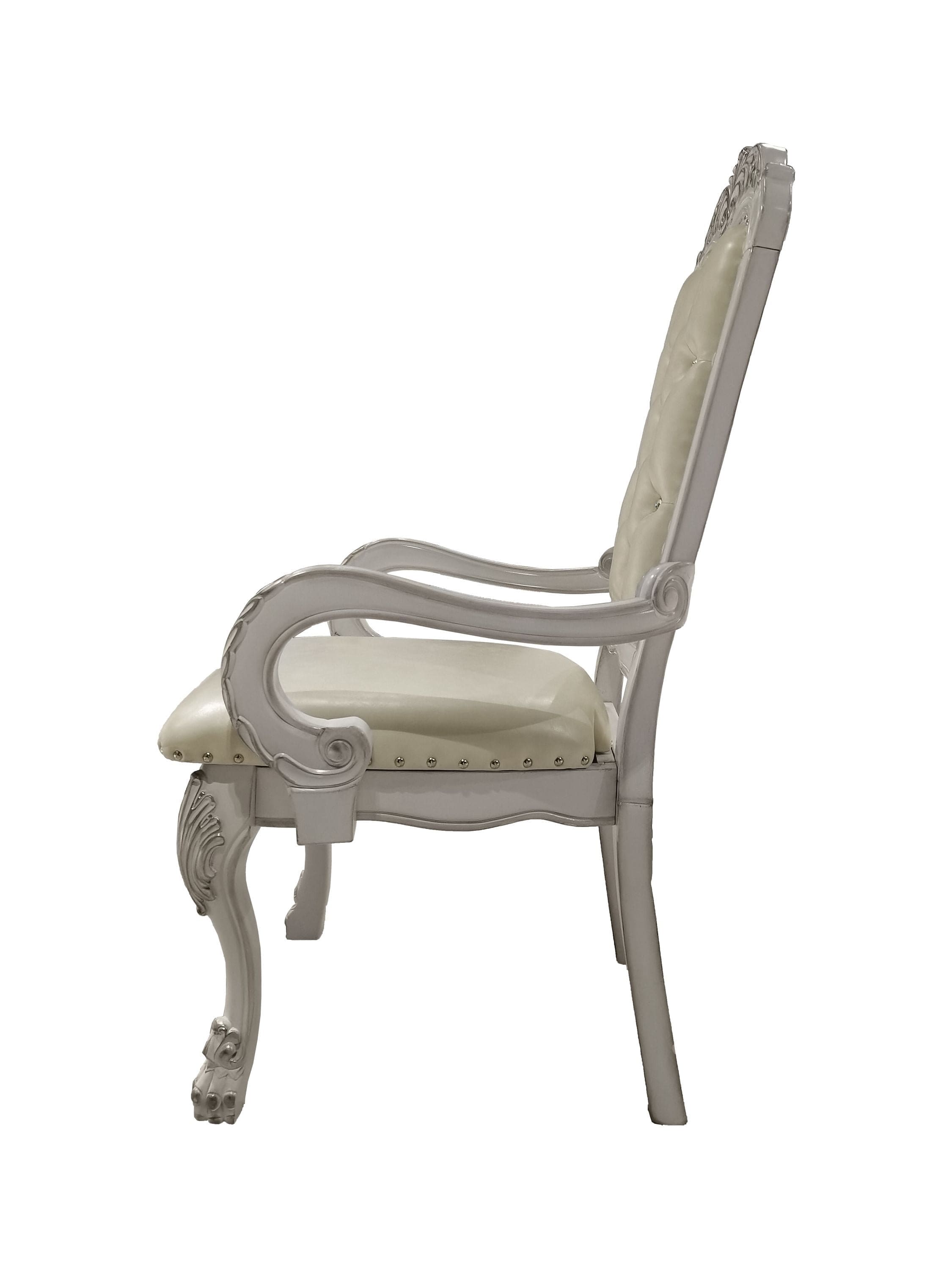 ACME Dresden  Arm Chair (Set-2) in PU & Bone White Finish DN01697