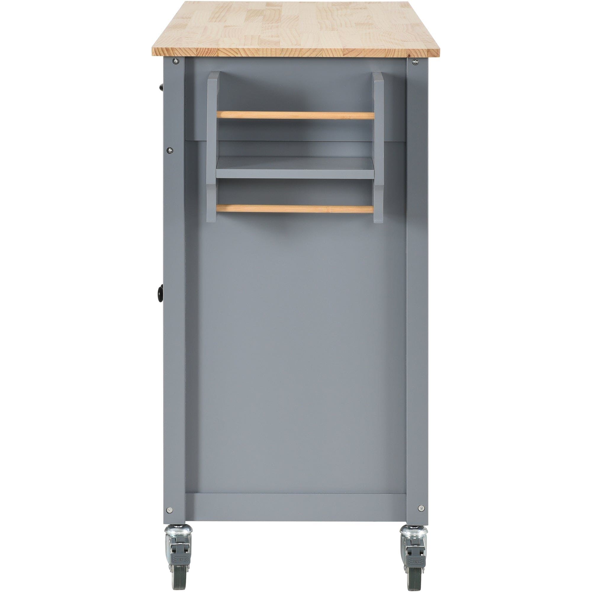 Kitchen Island Cart with Solid Wood Top and Locking Wheels,54.3 Inch Width,4 Door Cabinet and Two Drawers,Spice Rack, Towel Rack (Grey Blue)