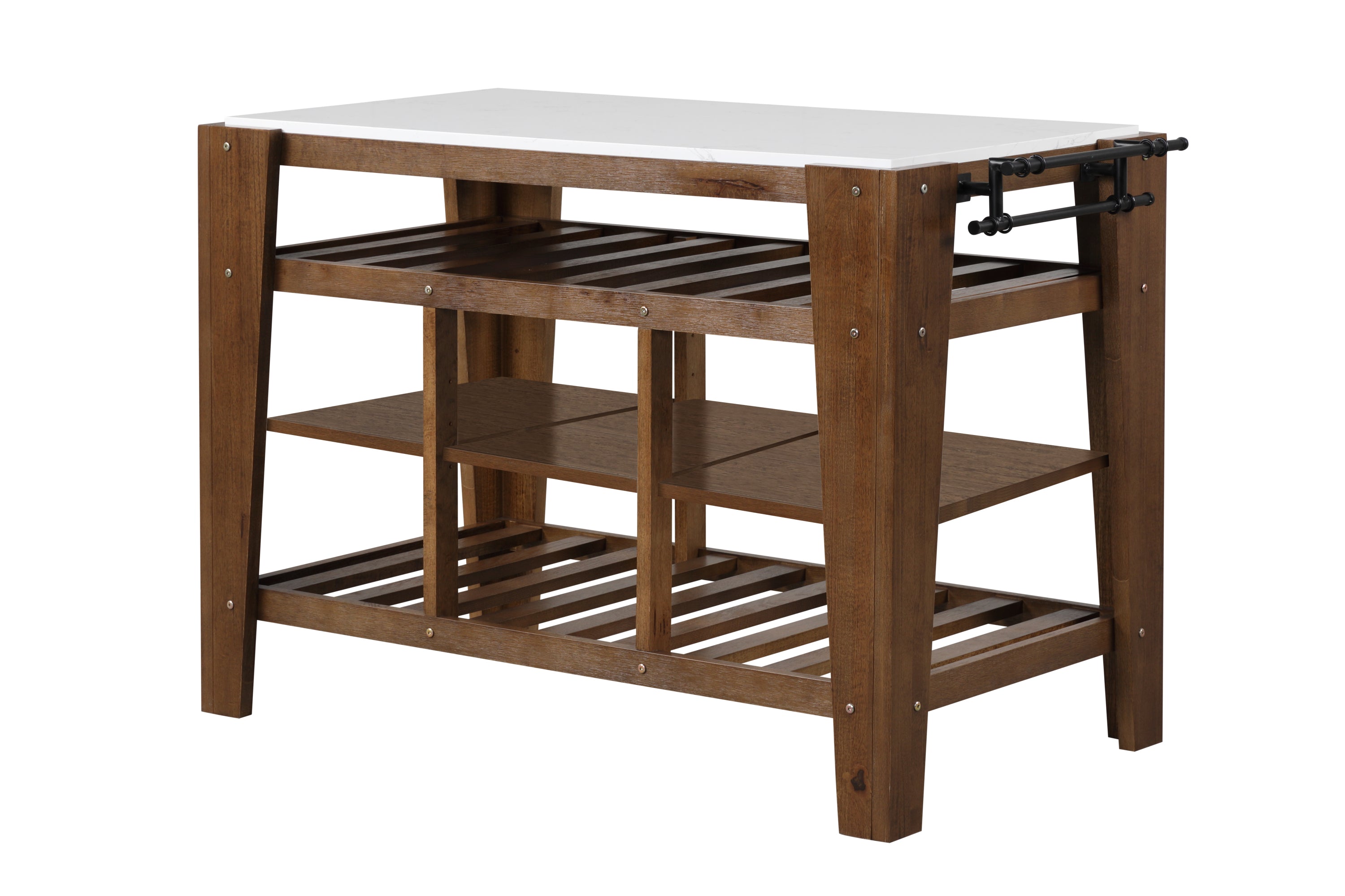 ACME Alaroa Kitchen Island  in Marble & Rustic Brown Finish AC00396