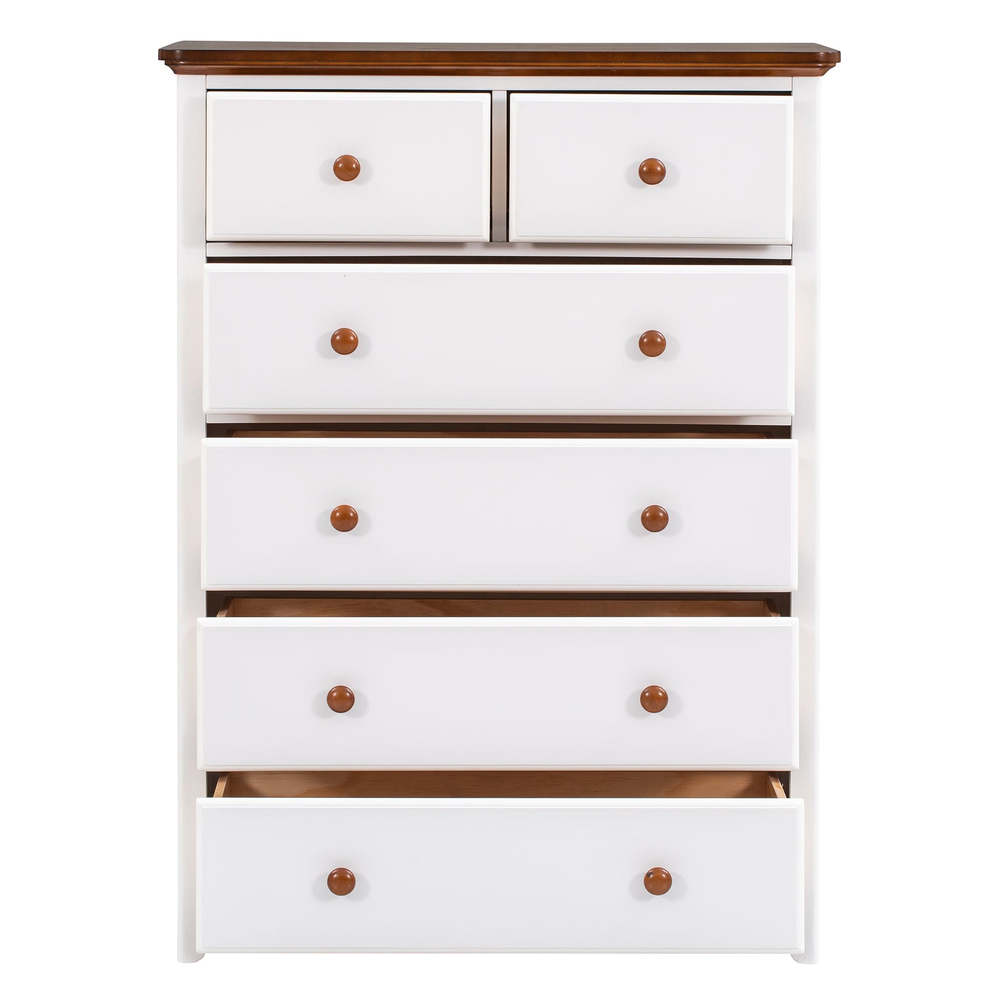 Rustic Wooden Chest with 6 Drawers,Storage Cabinet for Bedroom,White+Walnut