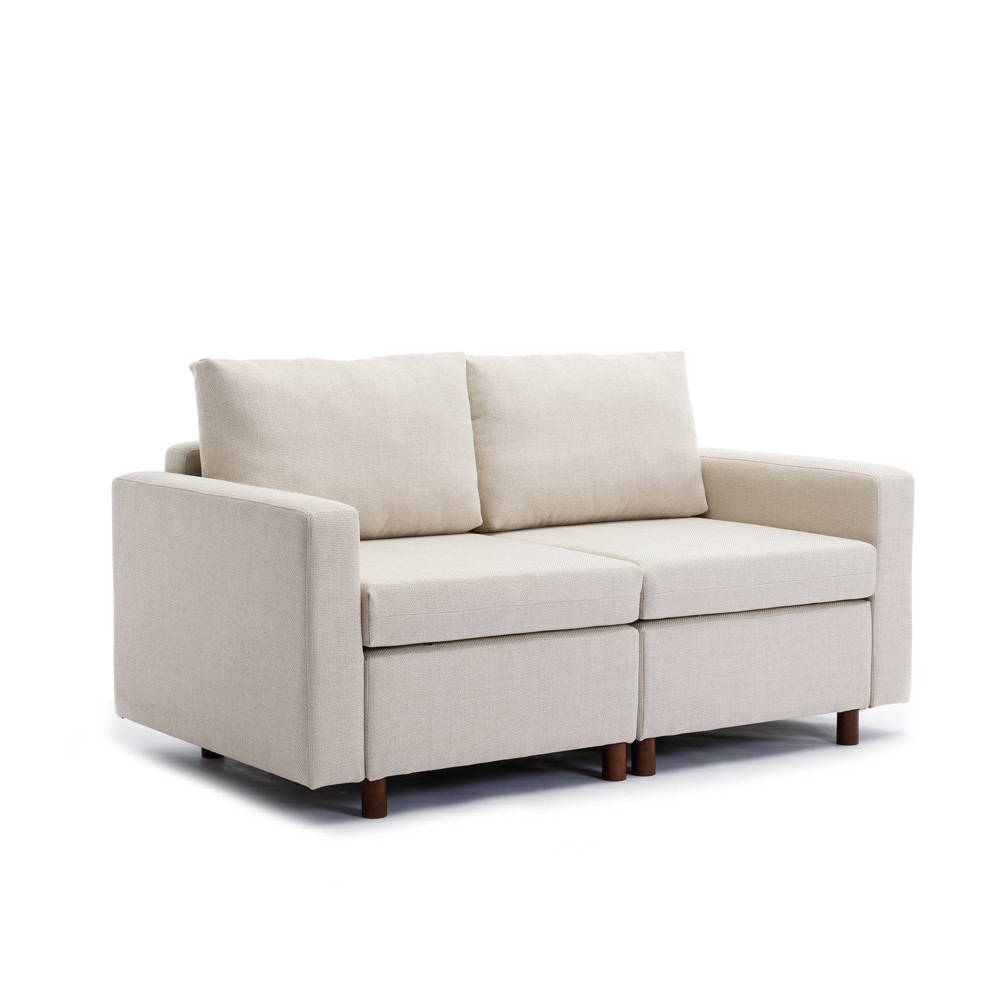 2 Seat Module Sectional Sofa Couch With 2 Ottoman for living room,Seat Cushion and Back Cushion Non-Removable and Non-Washable,Cream