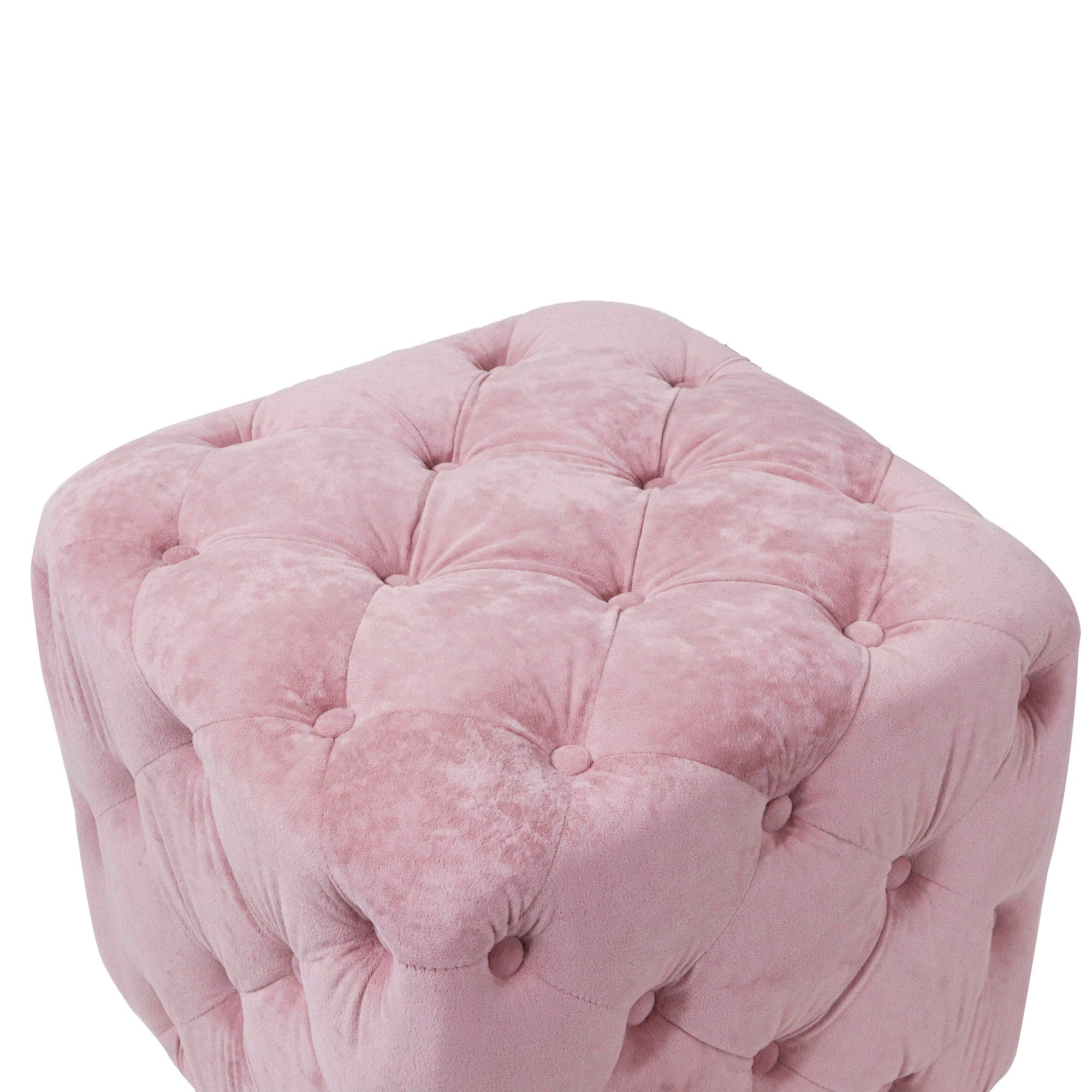 Pink Modern Velvet Upholstered Ottoman, Exquisite Small End Table, Soft Foot Stool,Dressing Makeup Chair, Comfortable Seat for Living Room, Bedroom, Entrance