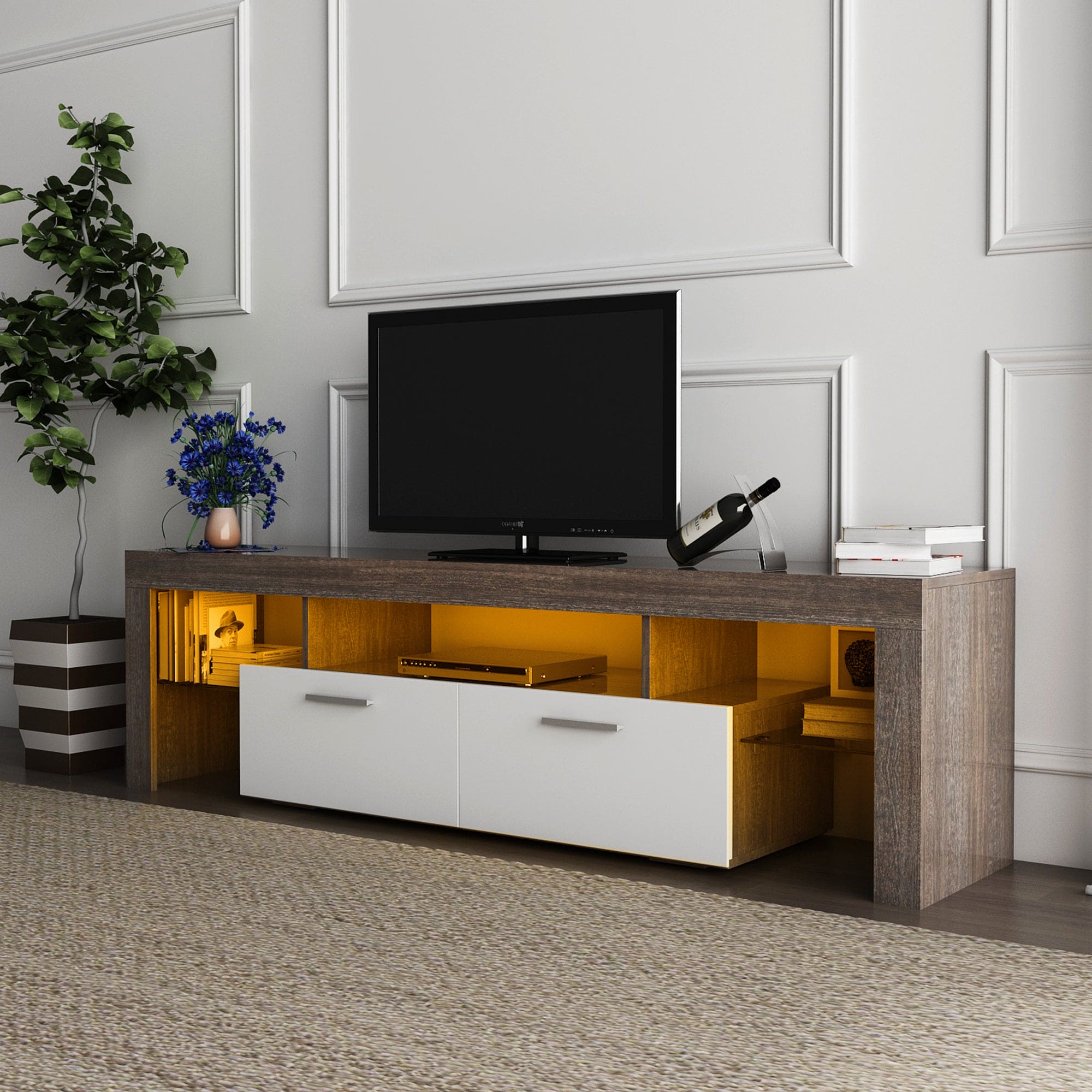 Modern TV stand  Brown + white TV bracket