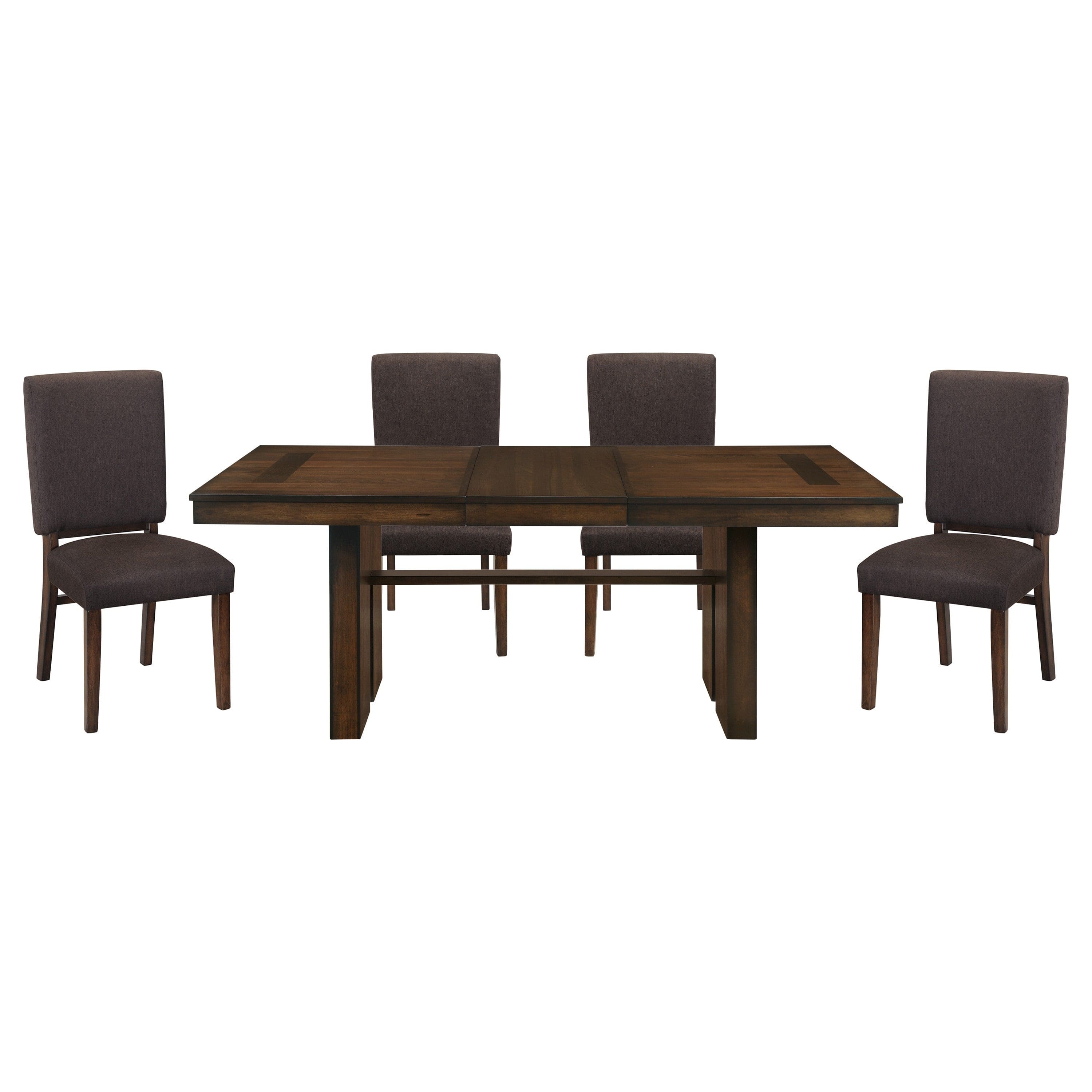 Contemporary Design Walnut Finish 1pc Dining Table With Self-Storing Leaf Wooden Furniture