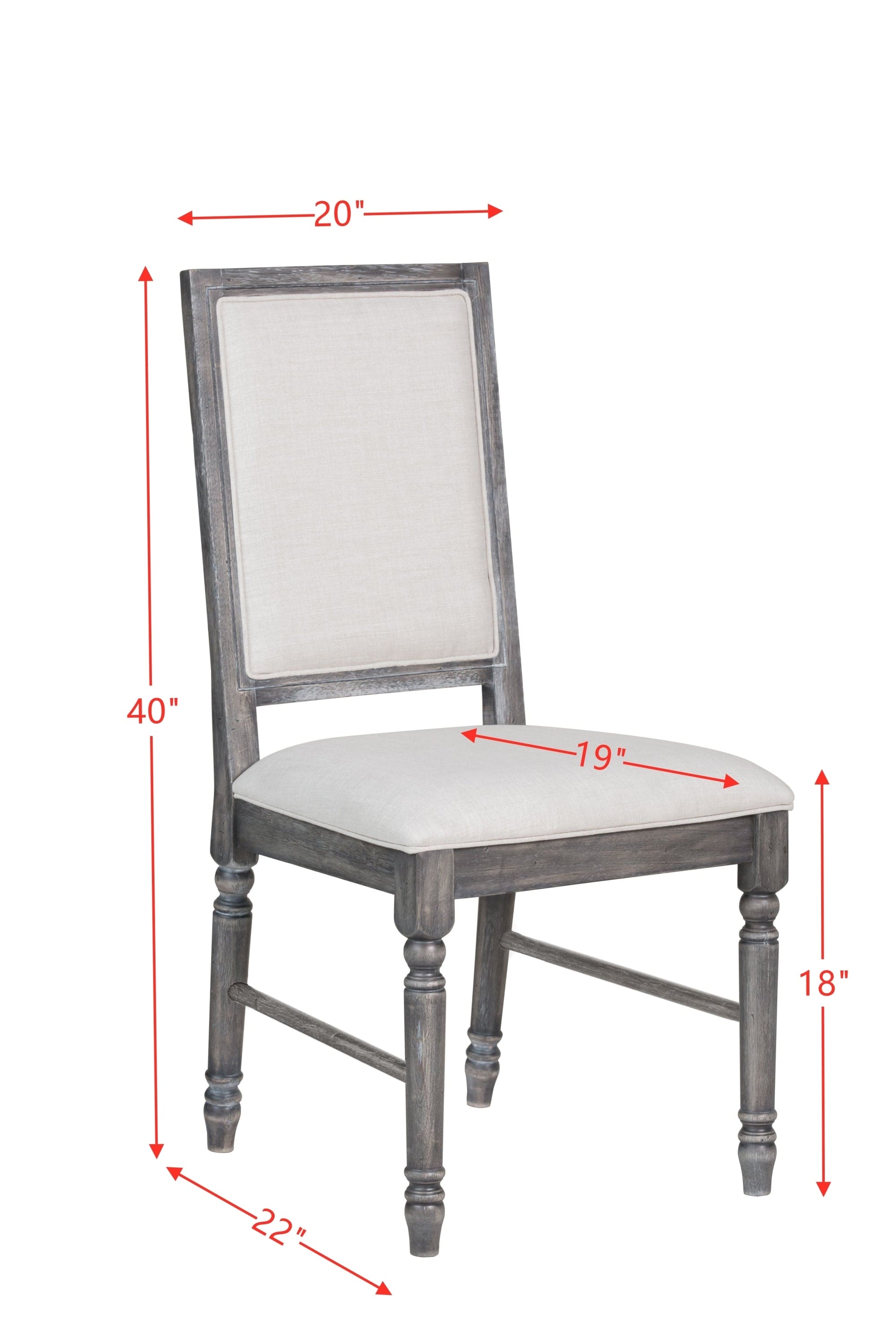 ACME Leventis Side Chair (Set-2) in Cream Linen & Weathered Gray 66182