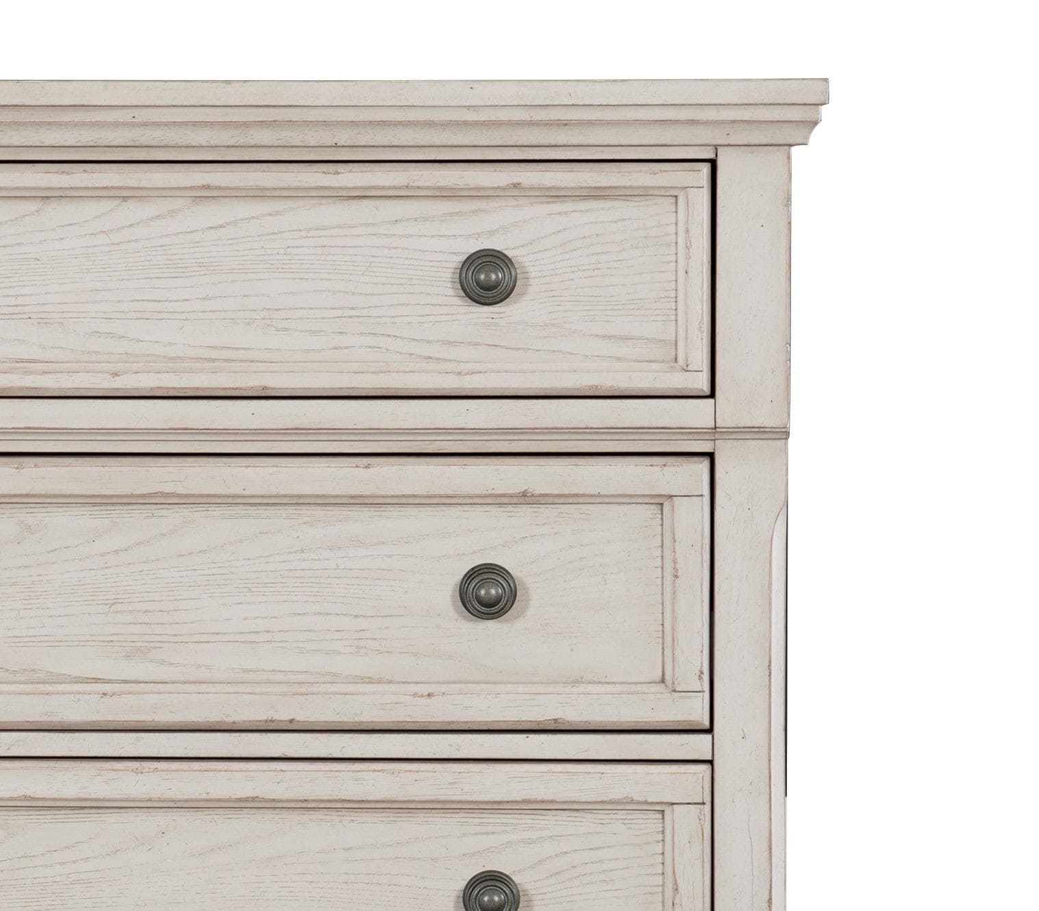 Wire-Brushed White Finish 1pc Chest of Drawers with Ball Bearing Glides Transitional Bedroom Furniture