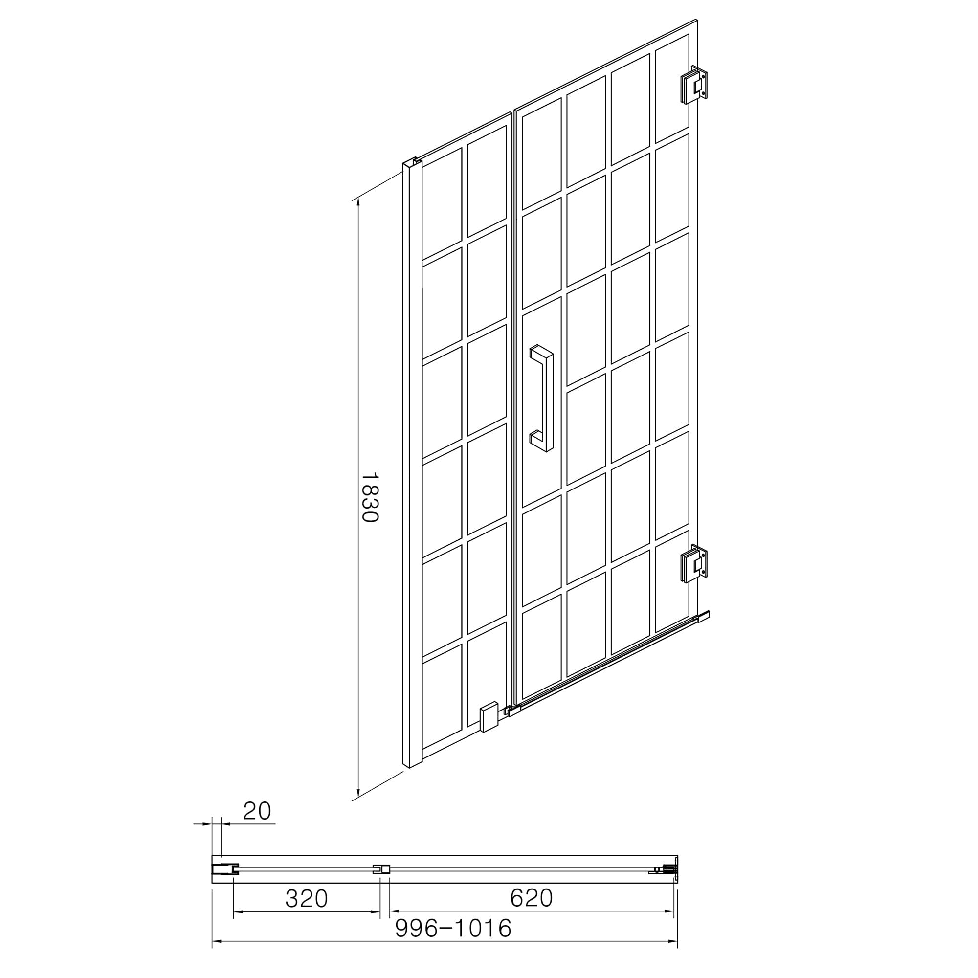 Shower Door 40" W x 72" H Single Panel Frameless Fixed Shower Door, Open Entry Design in Matte Black