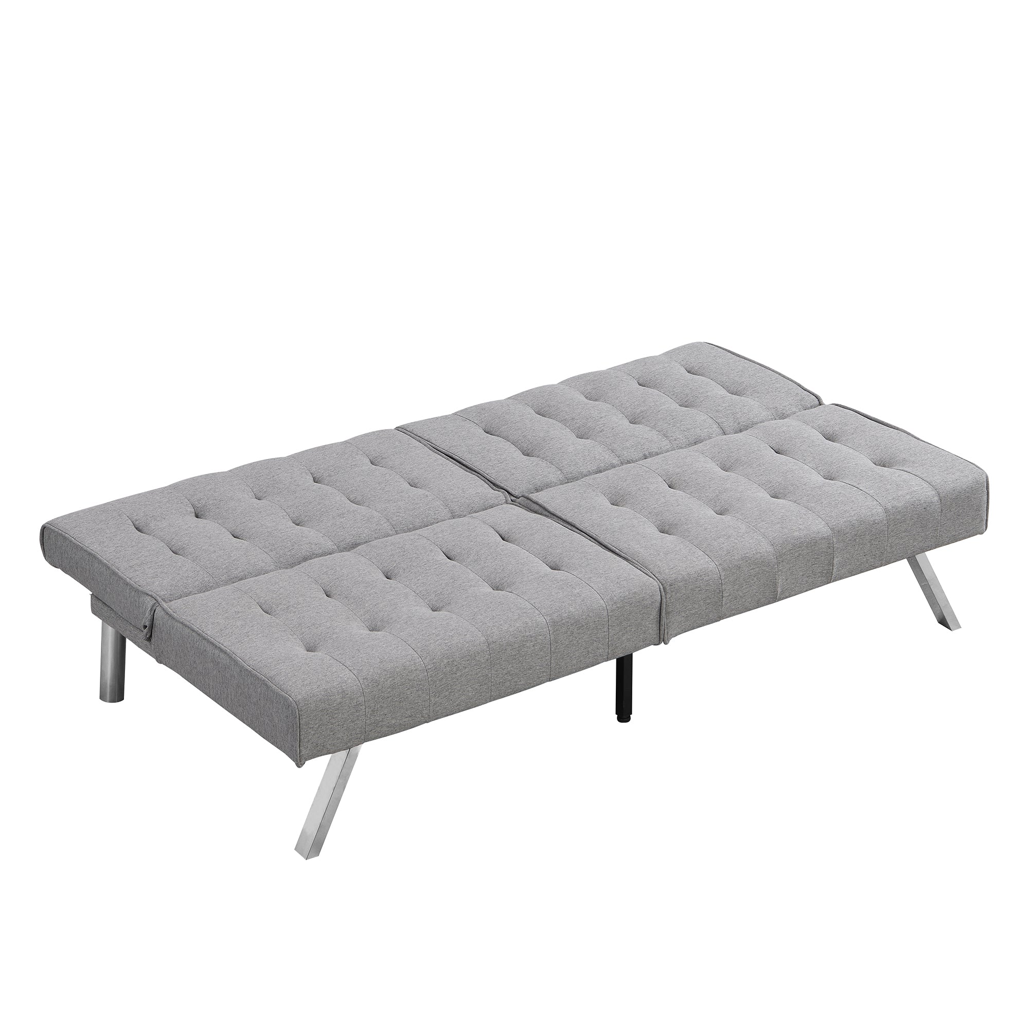 WOOD FRAME, STAINLESS LEG, FUTON, SOFA BED GREY