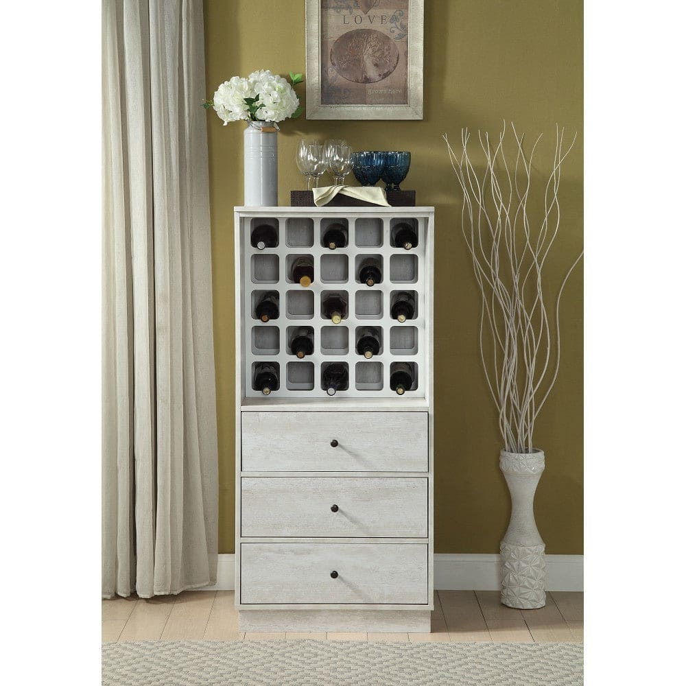 ACME Wiesta Wine Cabinet in Antique White 97544